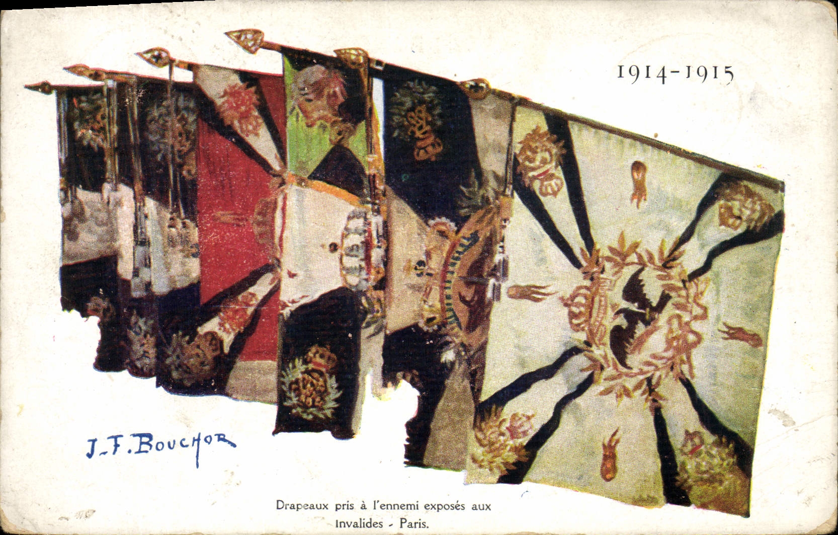 CPA Militaria Drapeau pris a l'ennemi exposes aux Invalides Paris