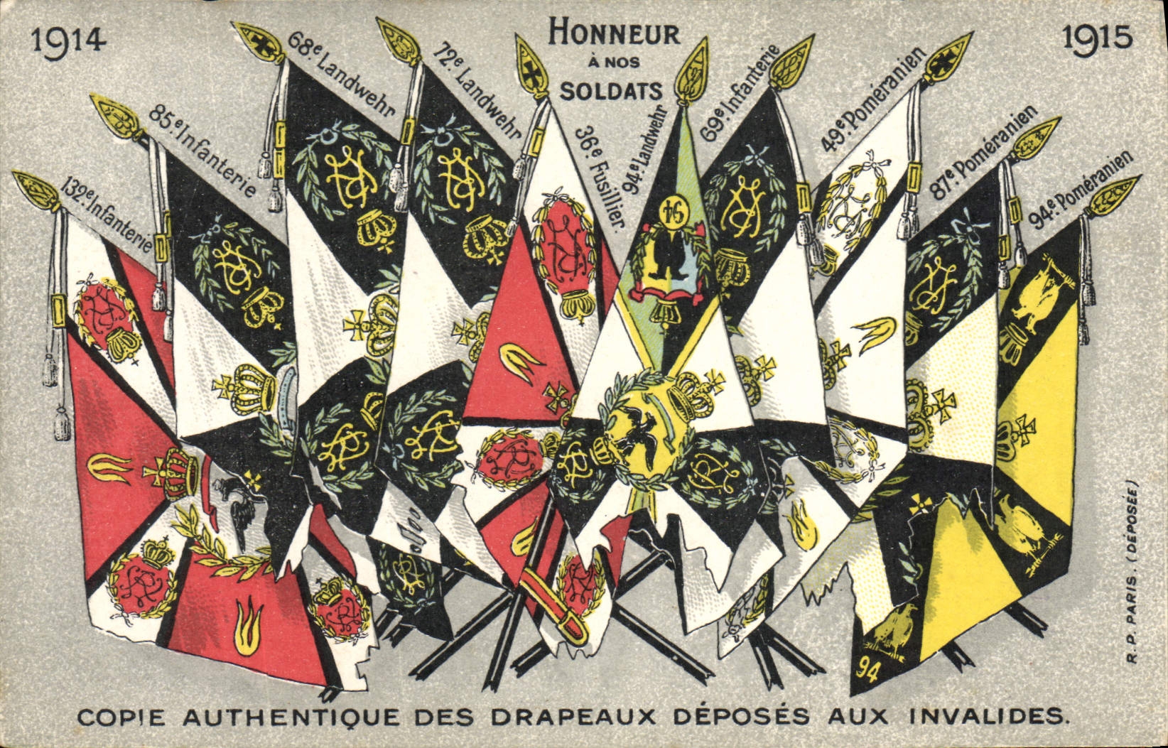 VINTAGE POSTCARD Militaria Flags demountings with the Paris Invalids