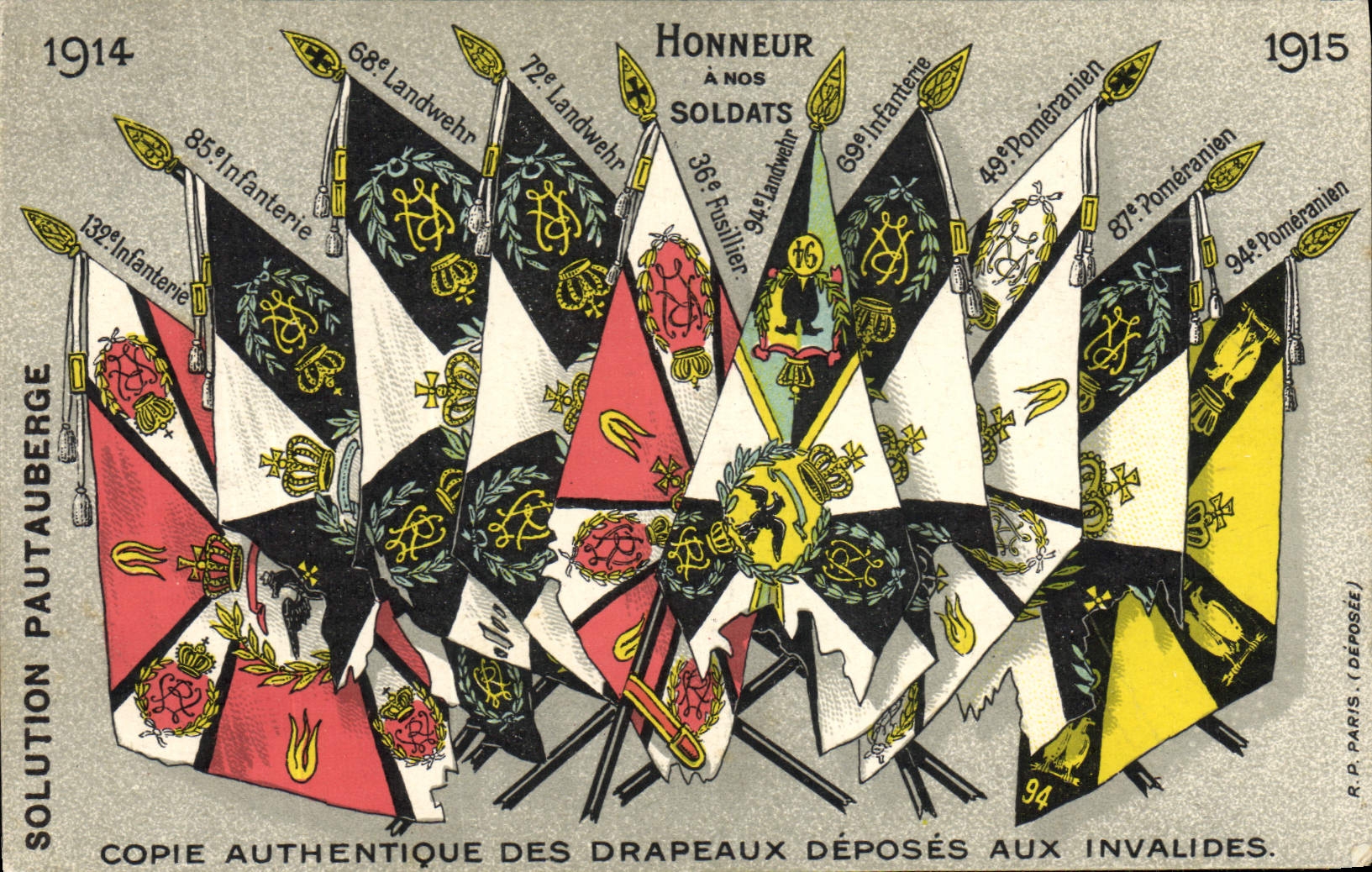 VINTAGE POSTCARD Militaria Paris Flags demountings with the Invalids