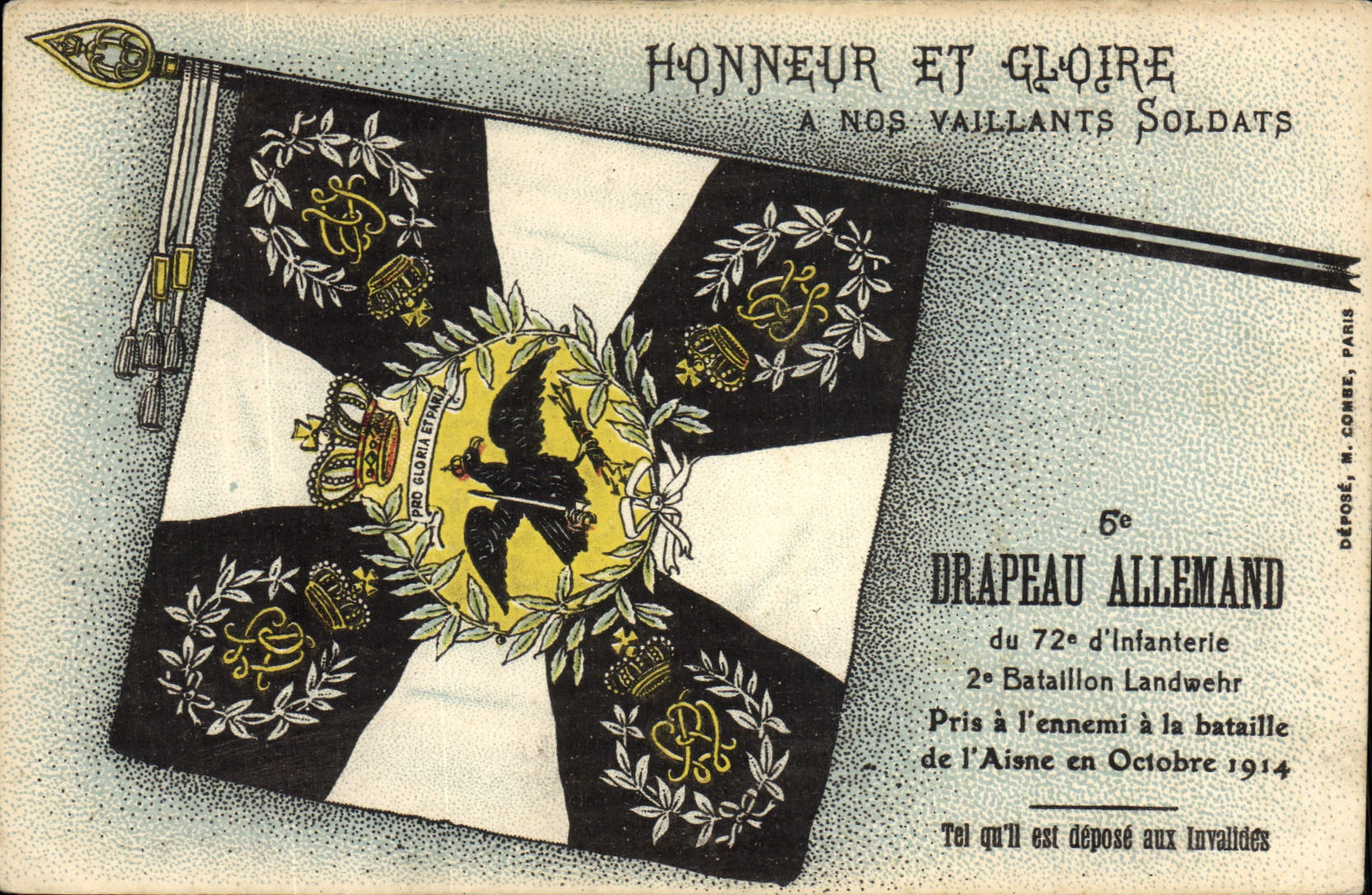 CPA Militaria 5eme drapeau allemand du 72eme d'infanterie 2eme bataillon Landwehr