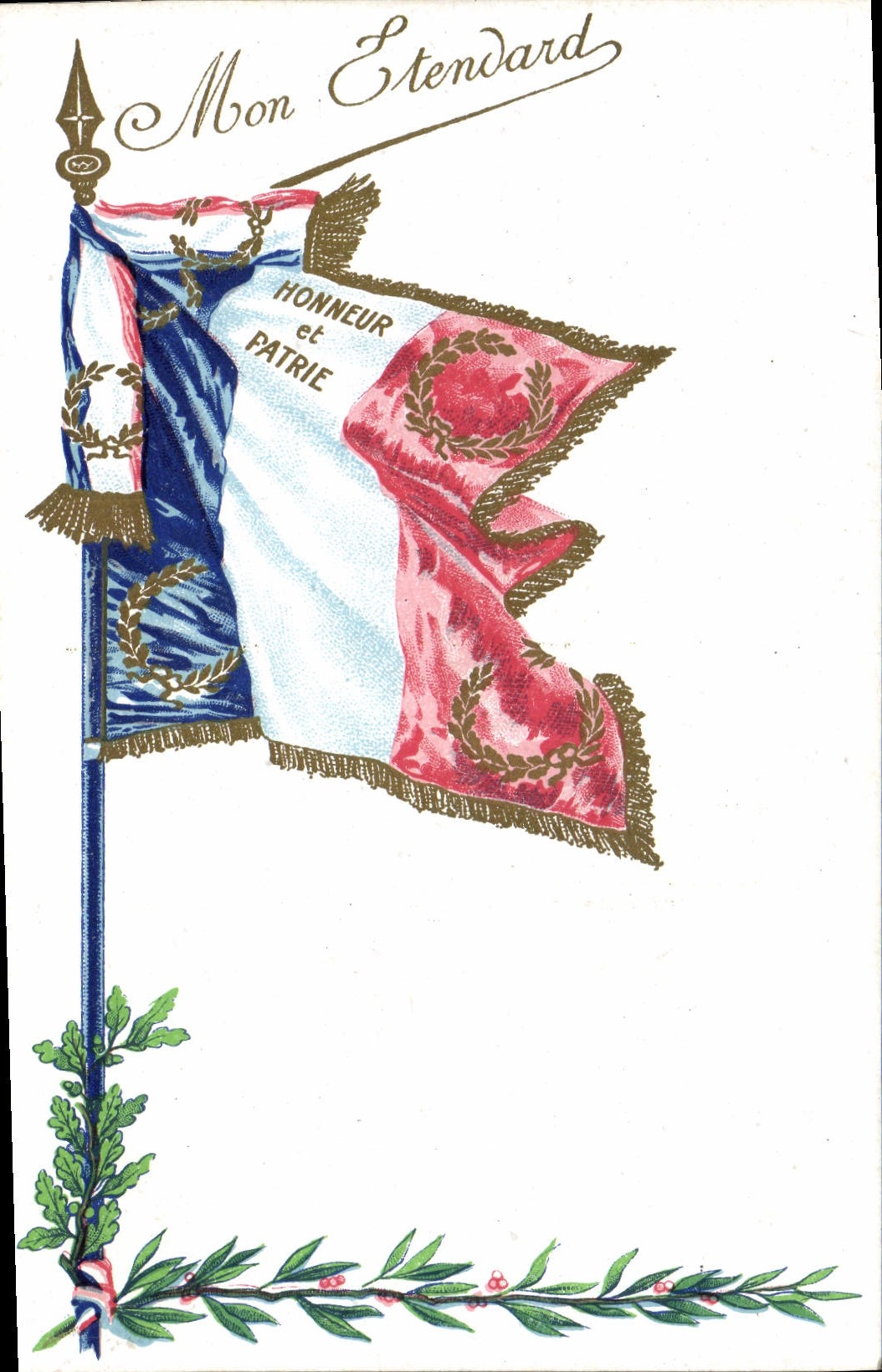 VINTAGE POSTCARD Militaria Flag Standard