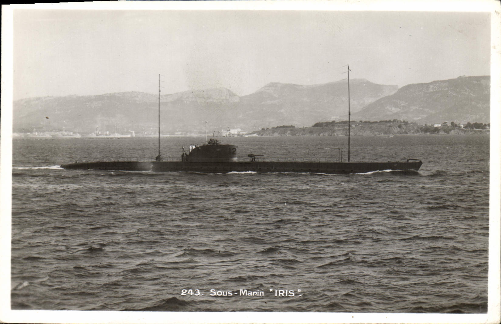 VINTAGE POSTCARD Underwater Warship Iris
