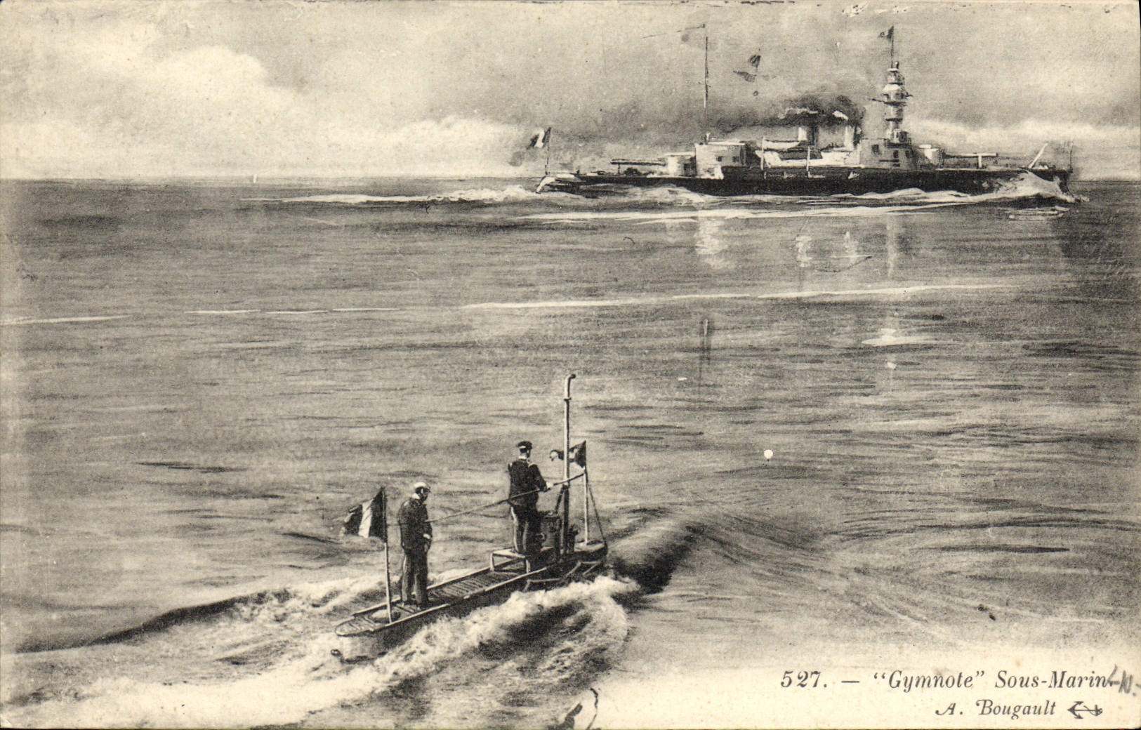 CPA Bateau de guerre Gymnote Sous-marin