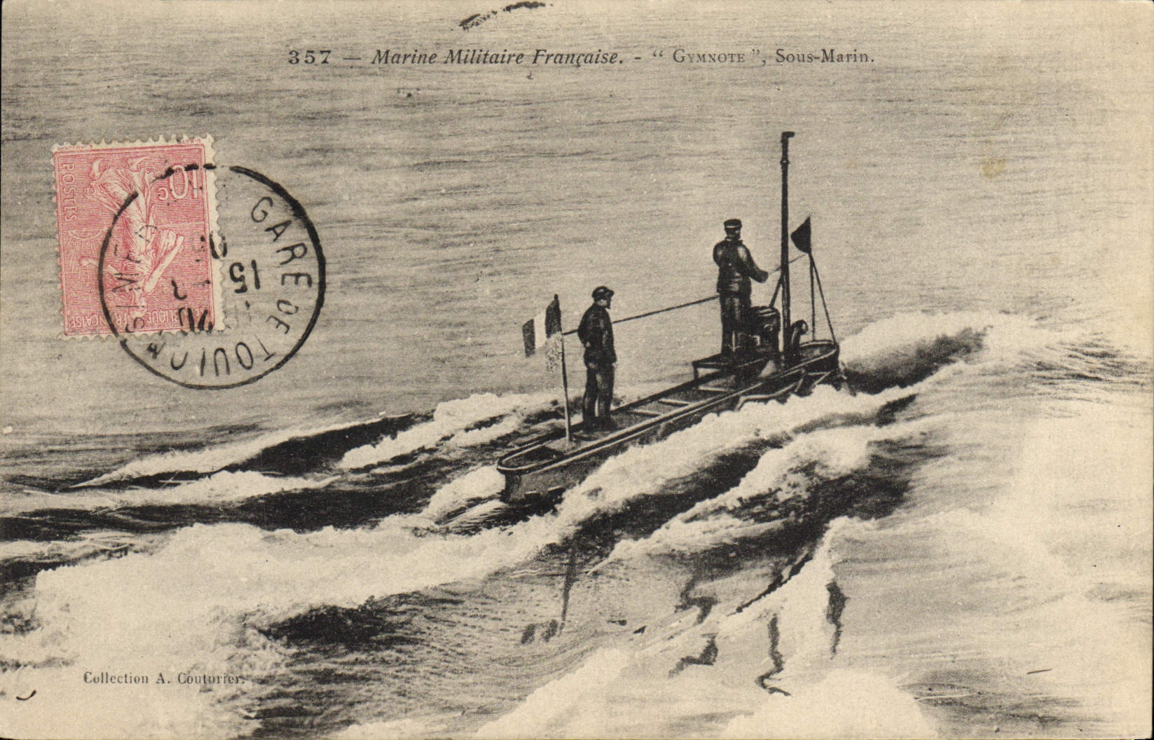 CPA Bateau de guerre Gymnote Sous-marin