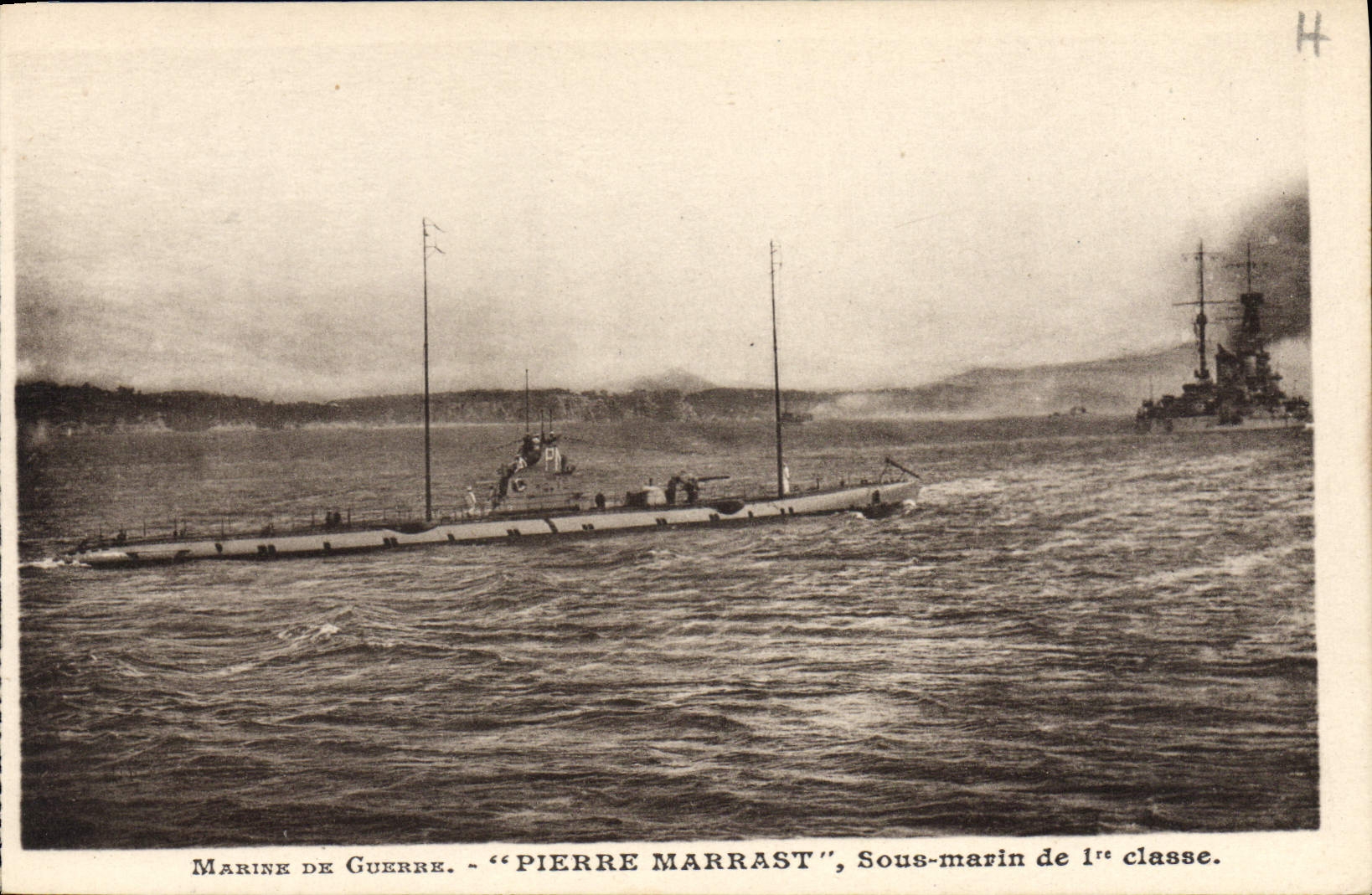 CPA Bateau de guerre Pierre Marrast Sous-marin de 1ere classe