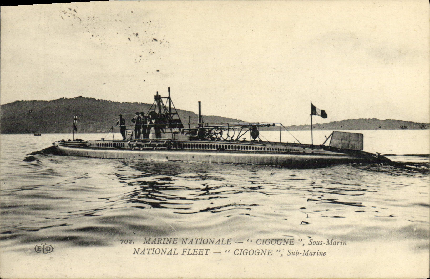 CPA Bateau de guerre Cigogne Sous-marin