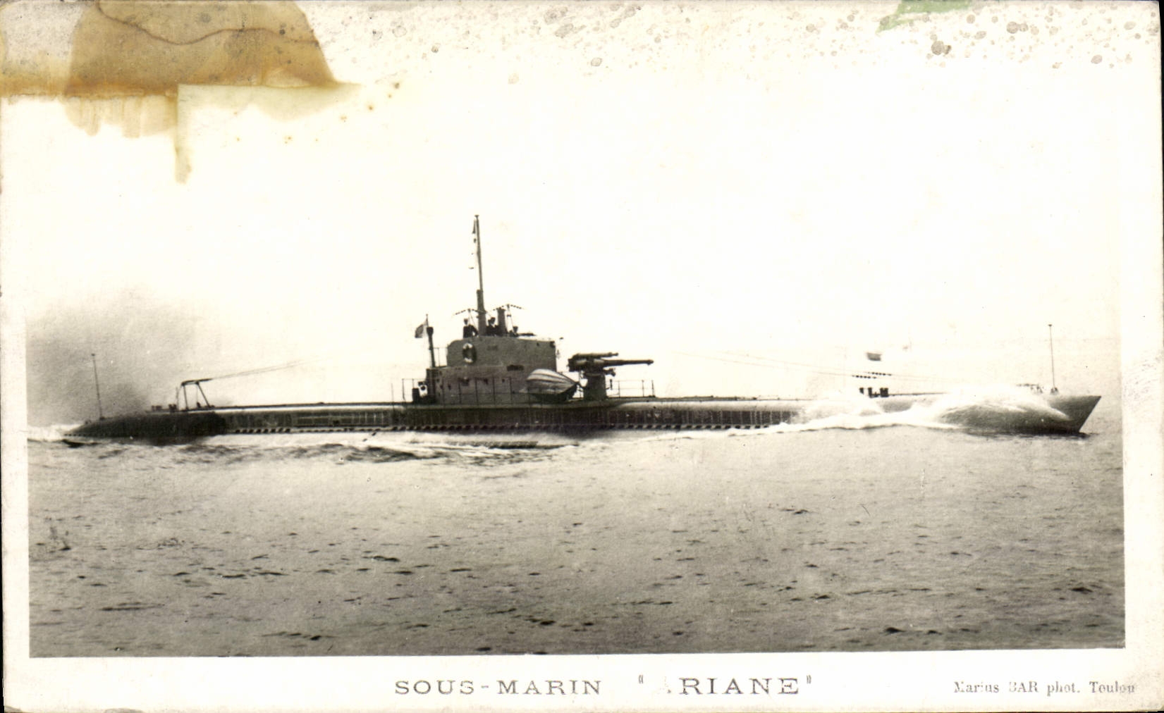 VINTAGE POSTCARD Underwater Warship ARIANE