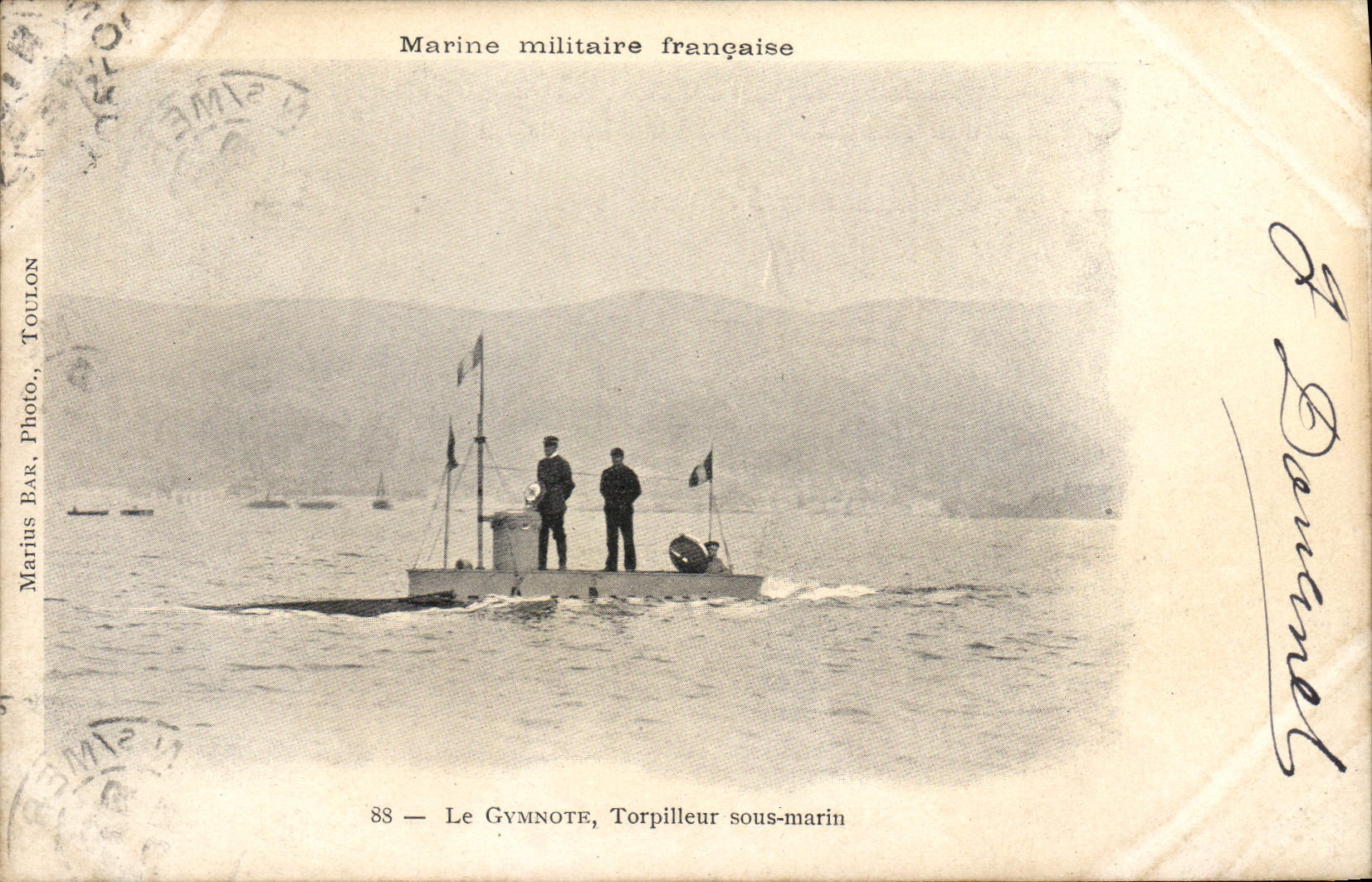 CPA Bateau de guerre Le Gymnote Torpilleur Sous-marin