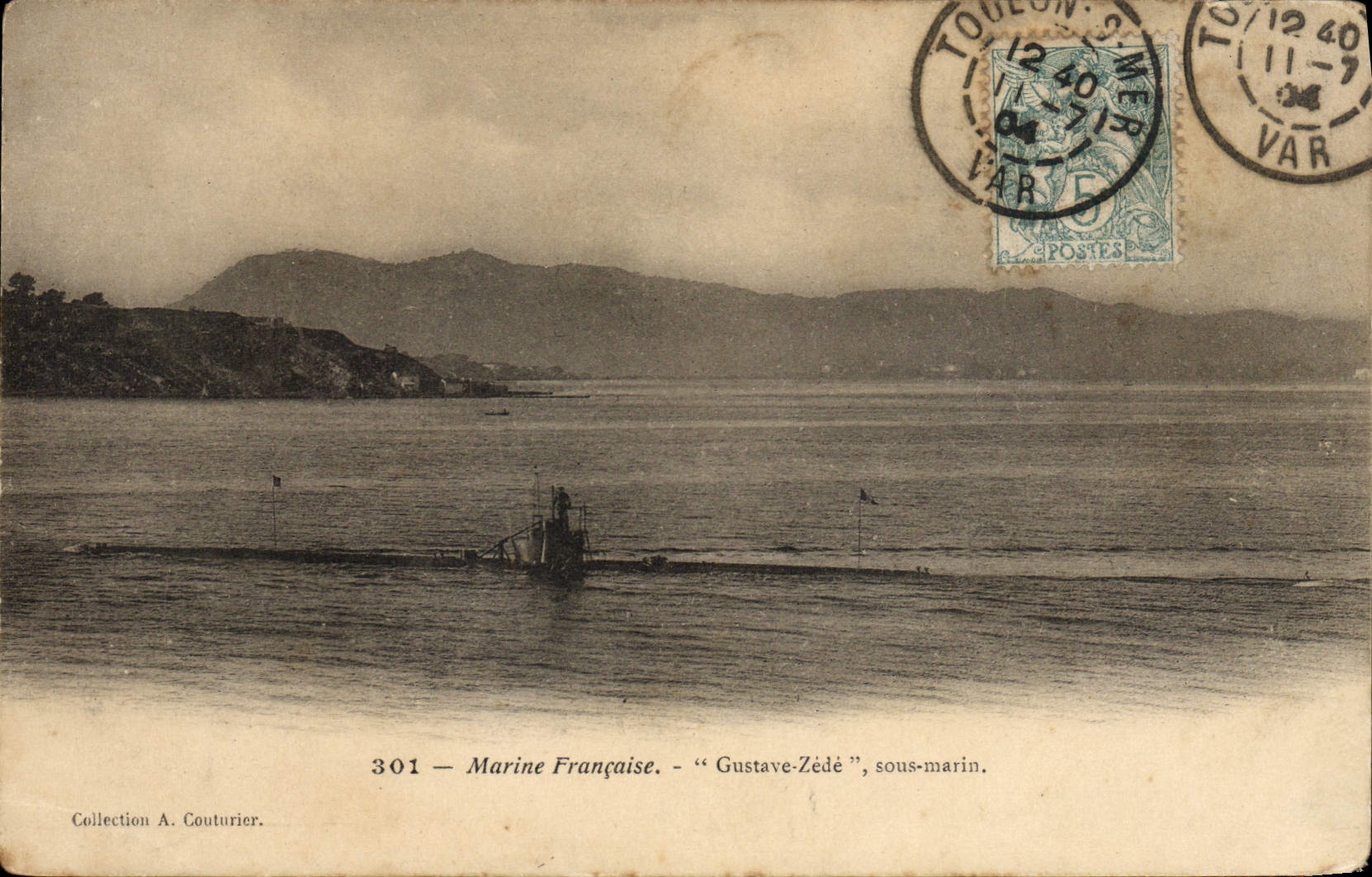 CPA Bateau de guerre Gustave Zede Sous-marin