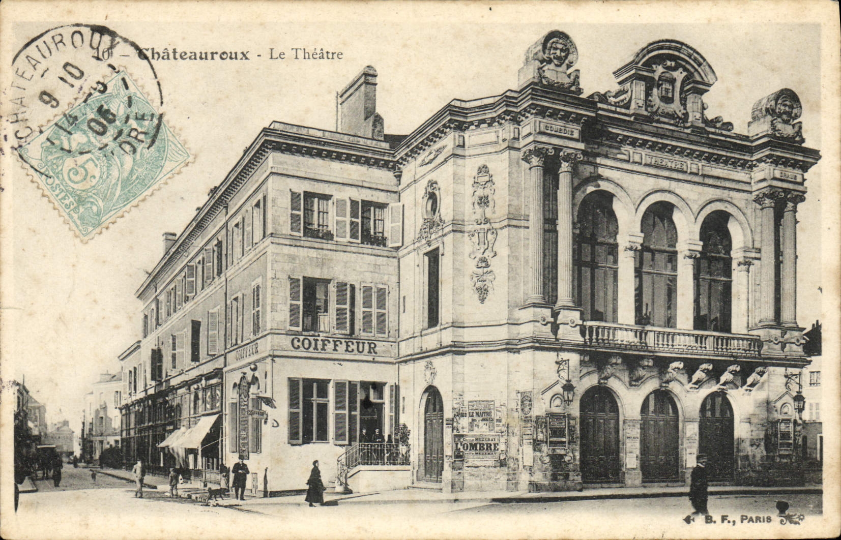 VINTAGE POSTCARD the Theater Chateauroux Hairdresser