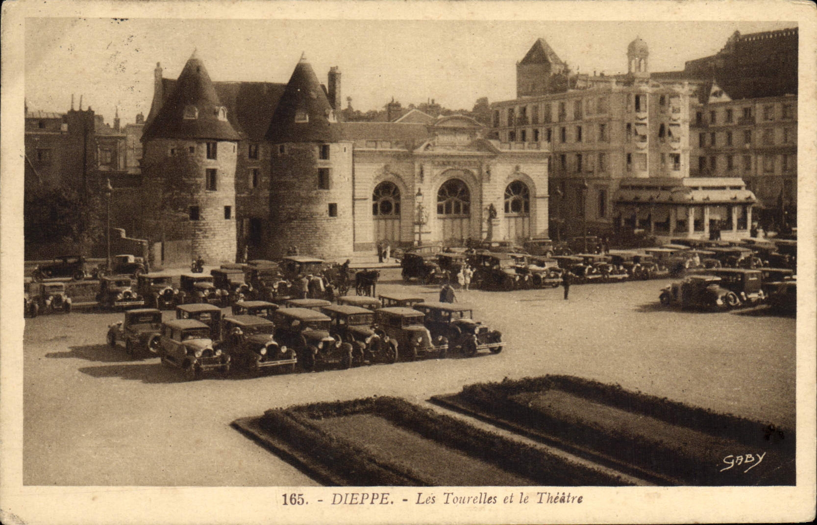 VINTAGE POSTCARD Dieppe turrets and the Automobile Theater