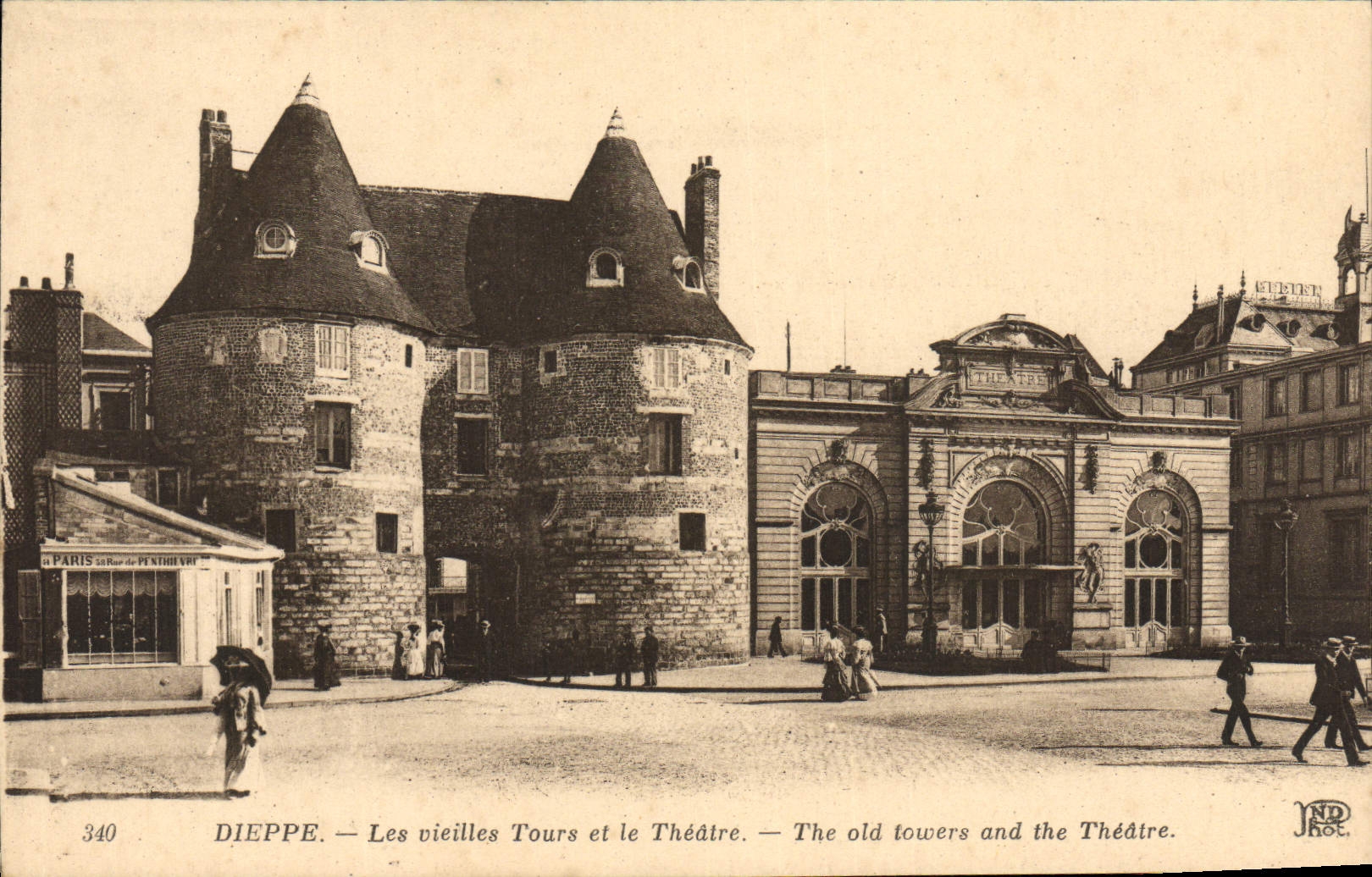 CPA Dieppe Les vieilles tours et le Theatre 