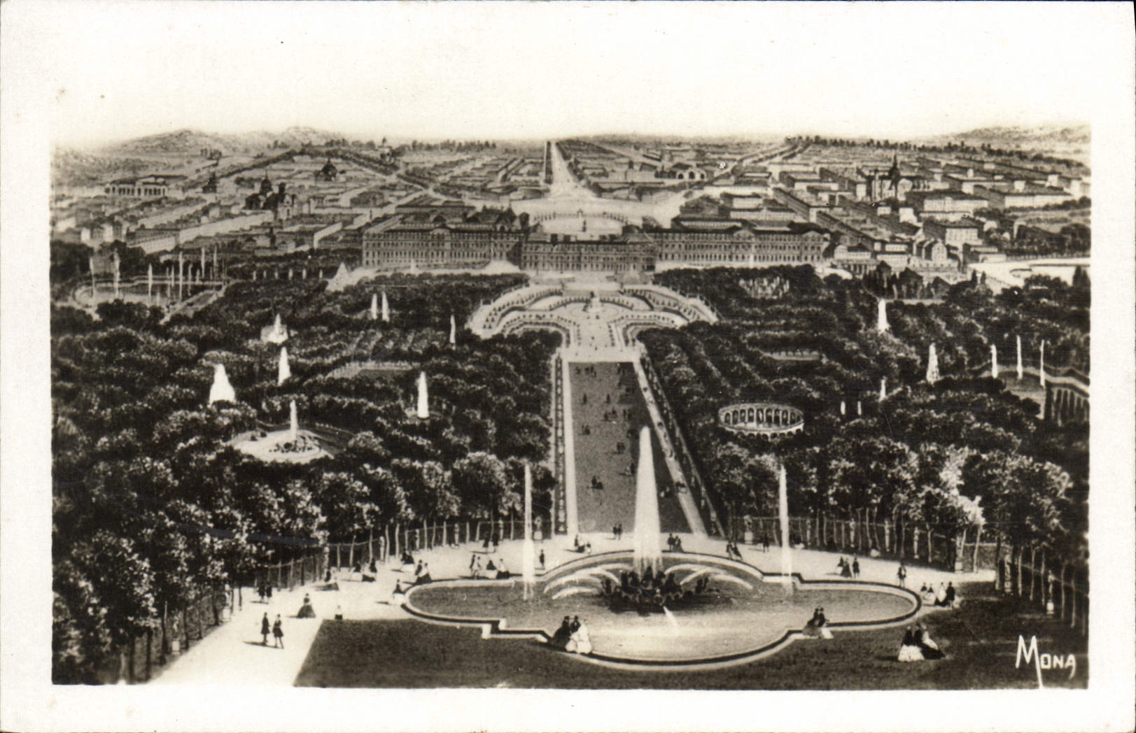 CPA Versailles Le Chateau Et Les Jardins De Versailles Vue A Vol D'Olseau