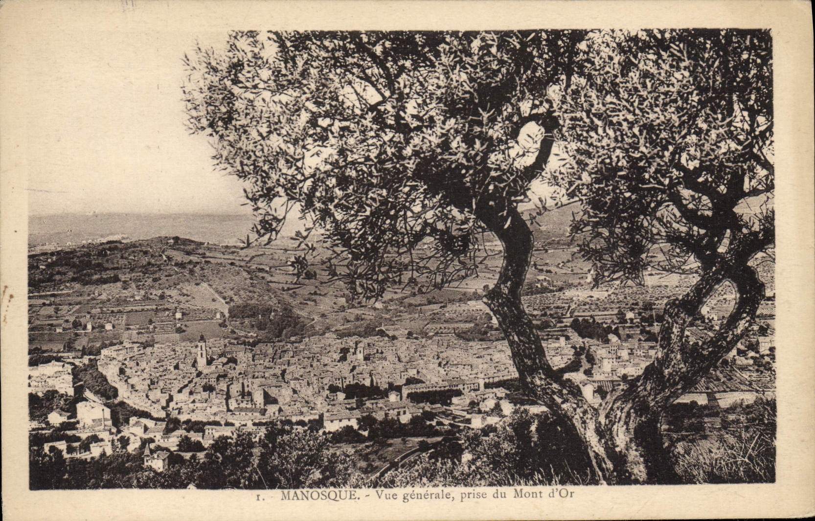 VINTAGE POSTCARD Manosque View Taken of the gold Mount