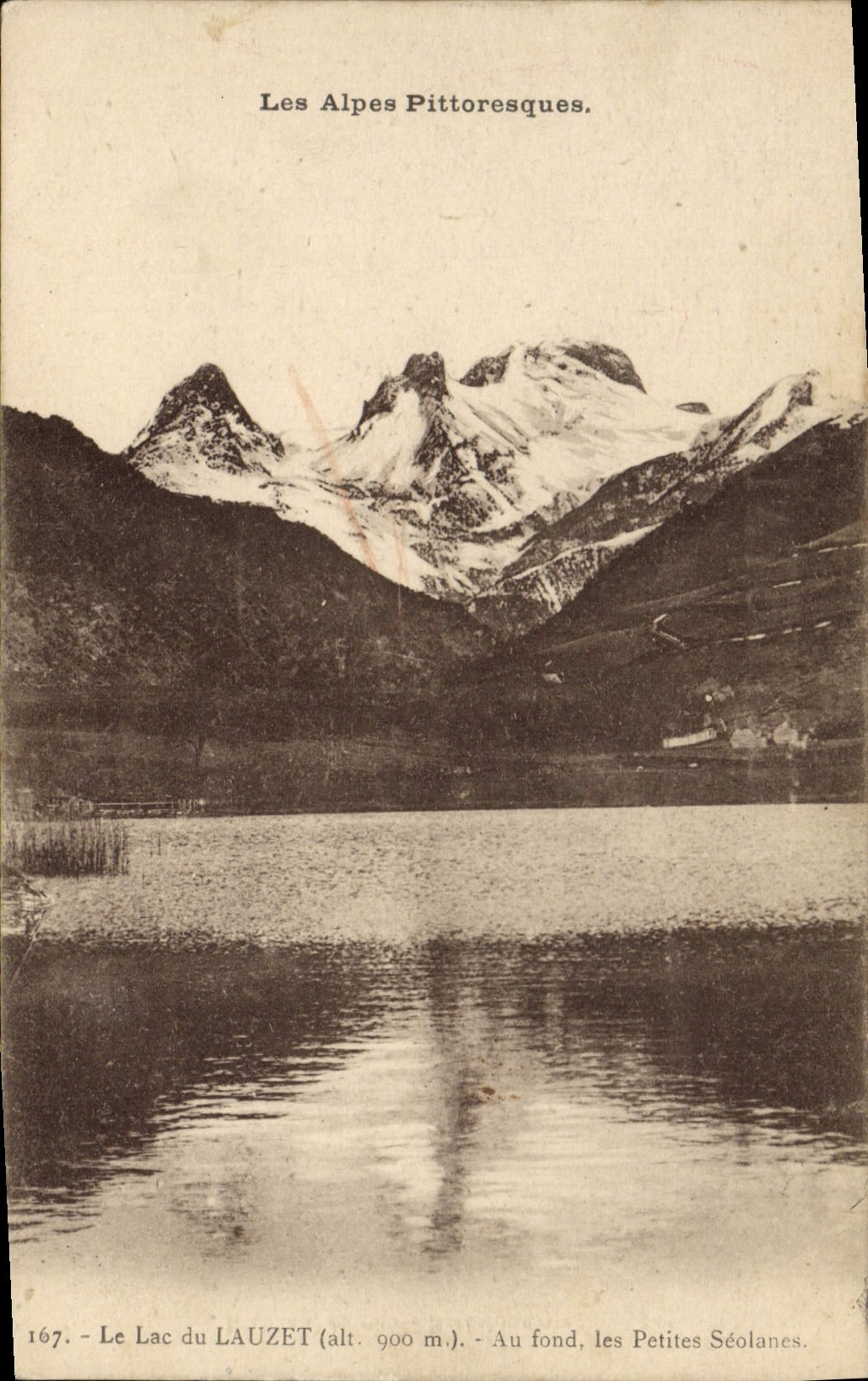 VINTAGE POSTCARD the Lake Lauzet At the bottom small Seolanes