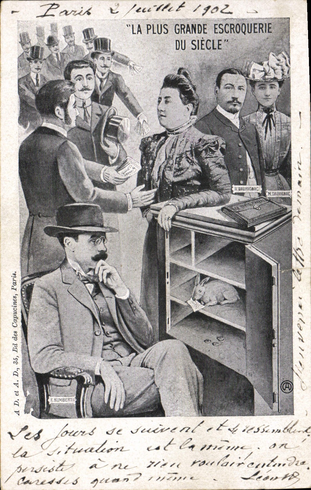 VINTAGE POSTCARD the largest swindle of the century