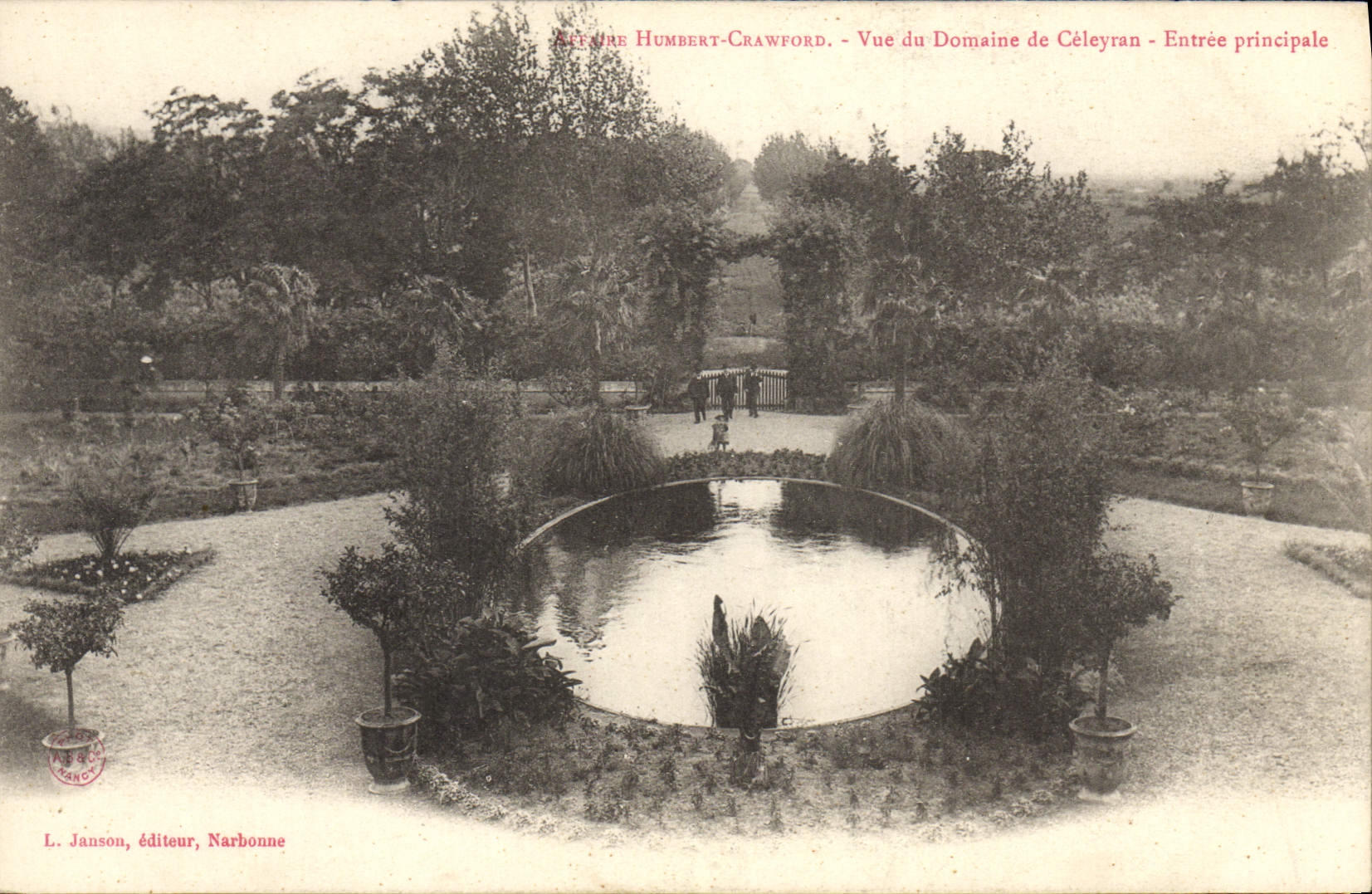 VINTAGE POSTCARD Business Humbert Crawford Seen of the field of Celeyran Main entrance