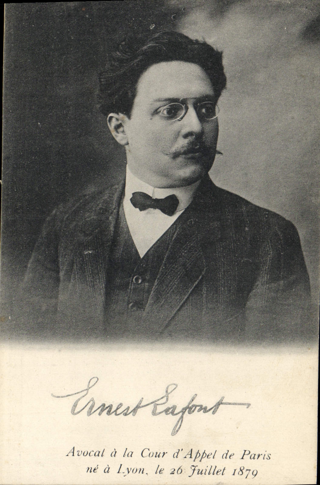 VINTAGE POSTCARD Avocat at the Court of Appeal of Paris does not have Lyon on July 26th, 1879 Ernest Lafont