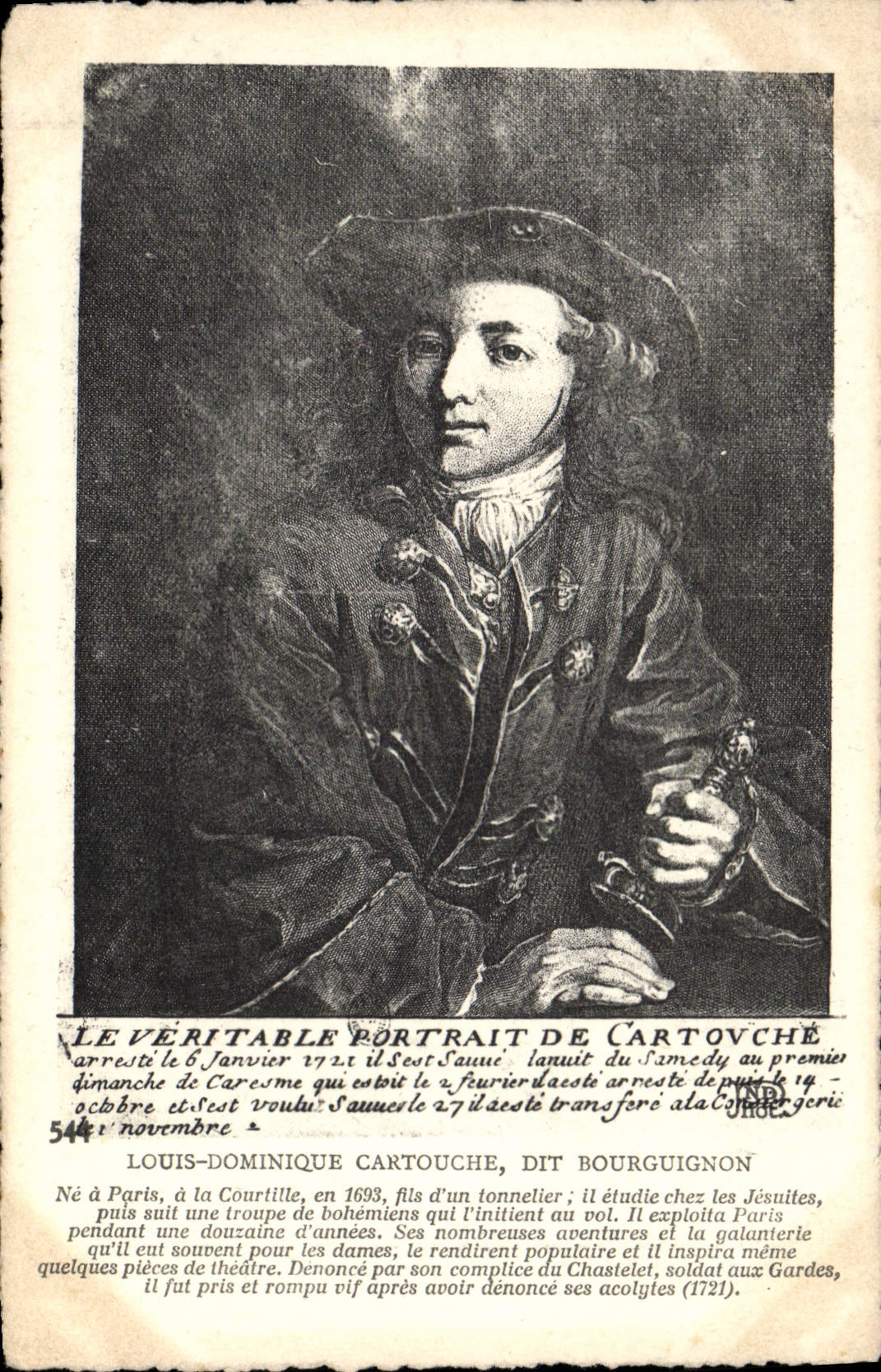 VINTAGE POSTCARD Cartouche known as Burgundian Gangster