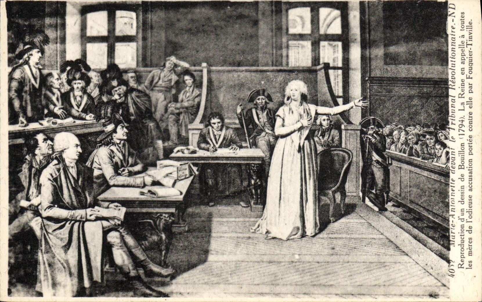 VINTAGE POSTCARD Marie Antoinette in front of the revolutionary Tribunal