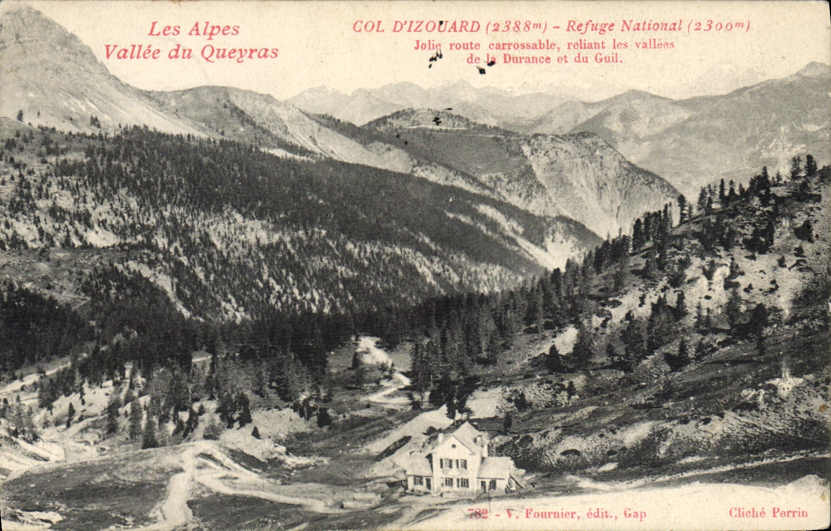 Collar del alpinismo de la POSTAL de la VENDIMIA del refugio del nacional de Izouard