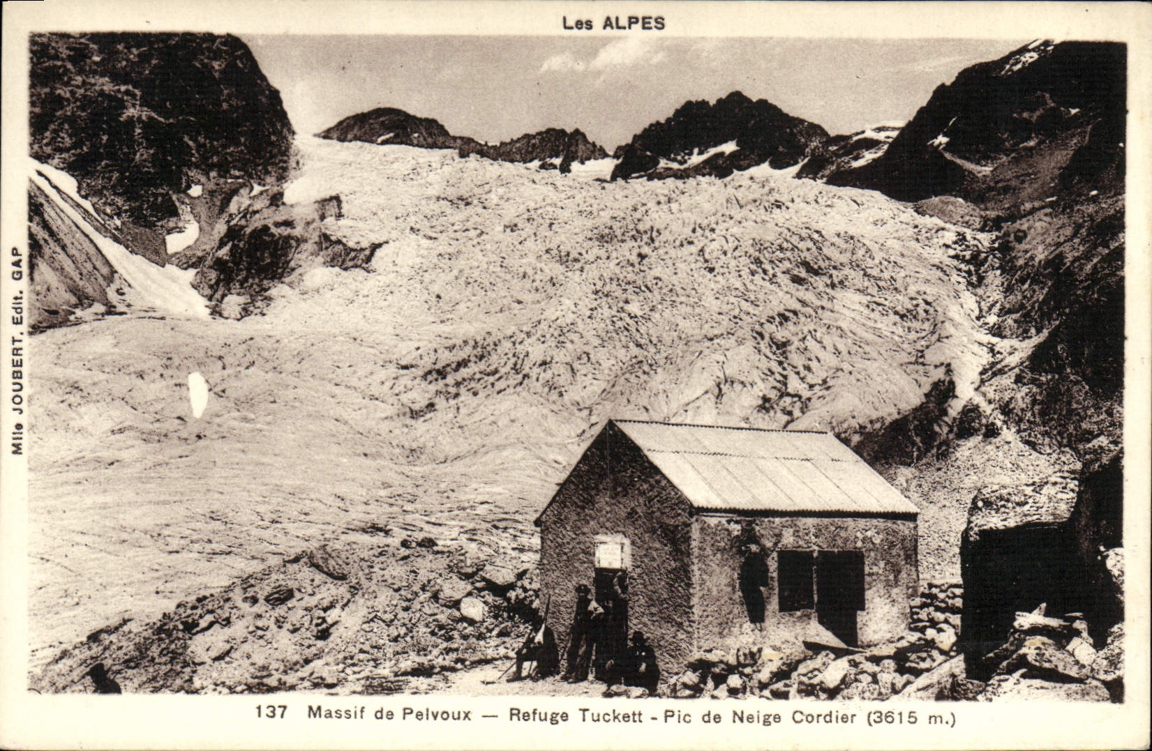 Alpinismo de la POSTAL de la VENDIMIA el pico de Tuckett del refugio del Cuerda-fabricante de la nieve