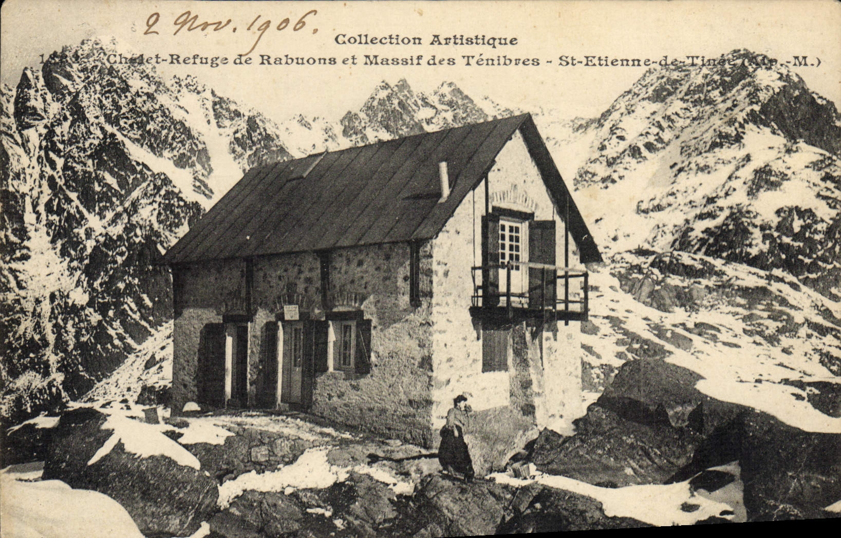 Refugio de la cabaña del país del alpinismo de la POSTAL de la VENDIMIA de Rabuons de Tenibres St. Etienne de Tinee