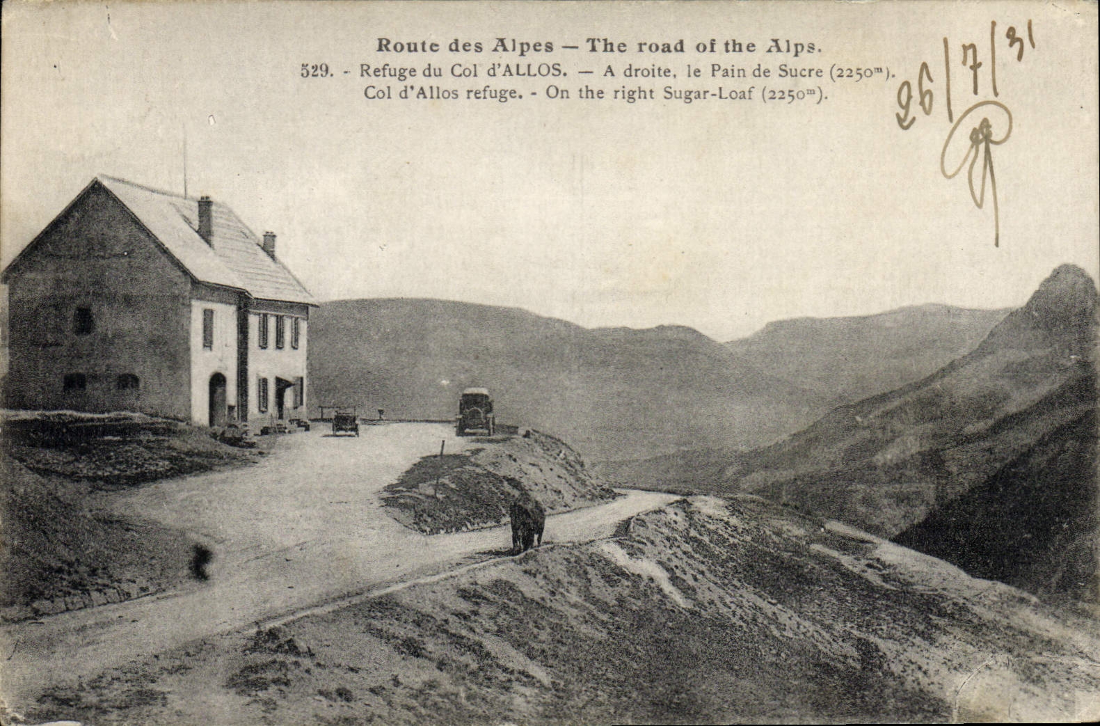 Refugio del alpinismo de la POSTAL de la VENDIMIA del collar del pan de azúcar de Alés