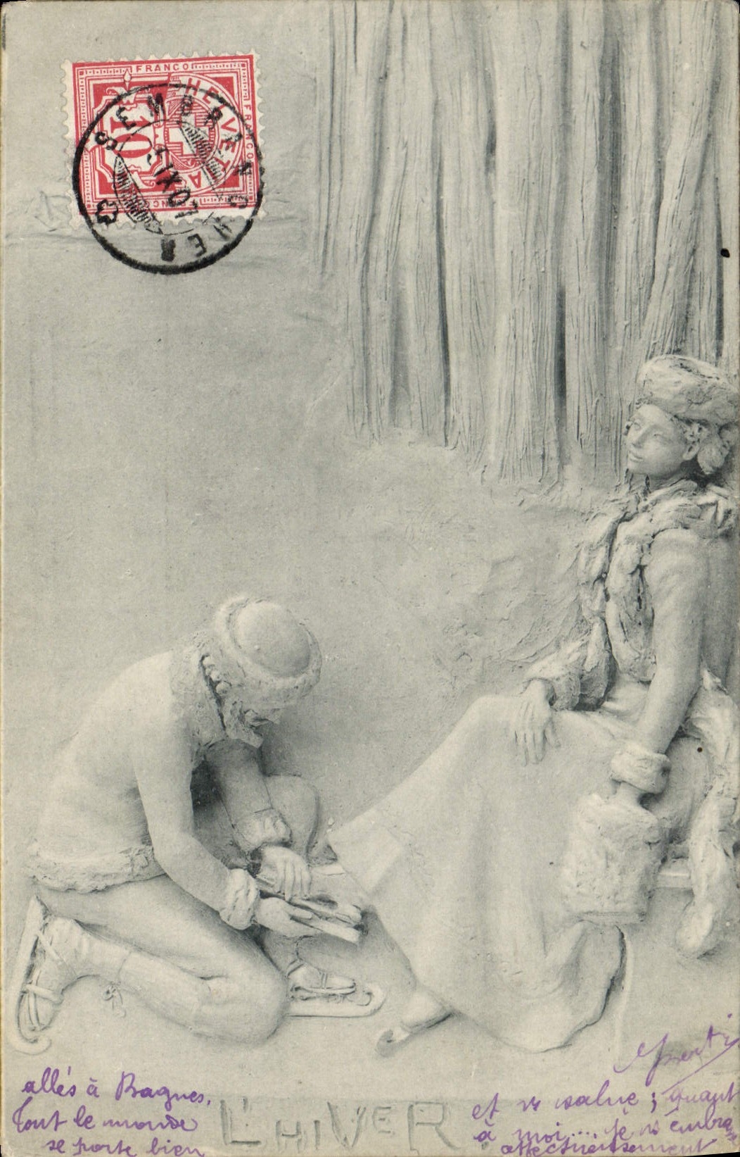 VINTAGE POSTCARD Winter sports Swiss Ice-skating Woman