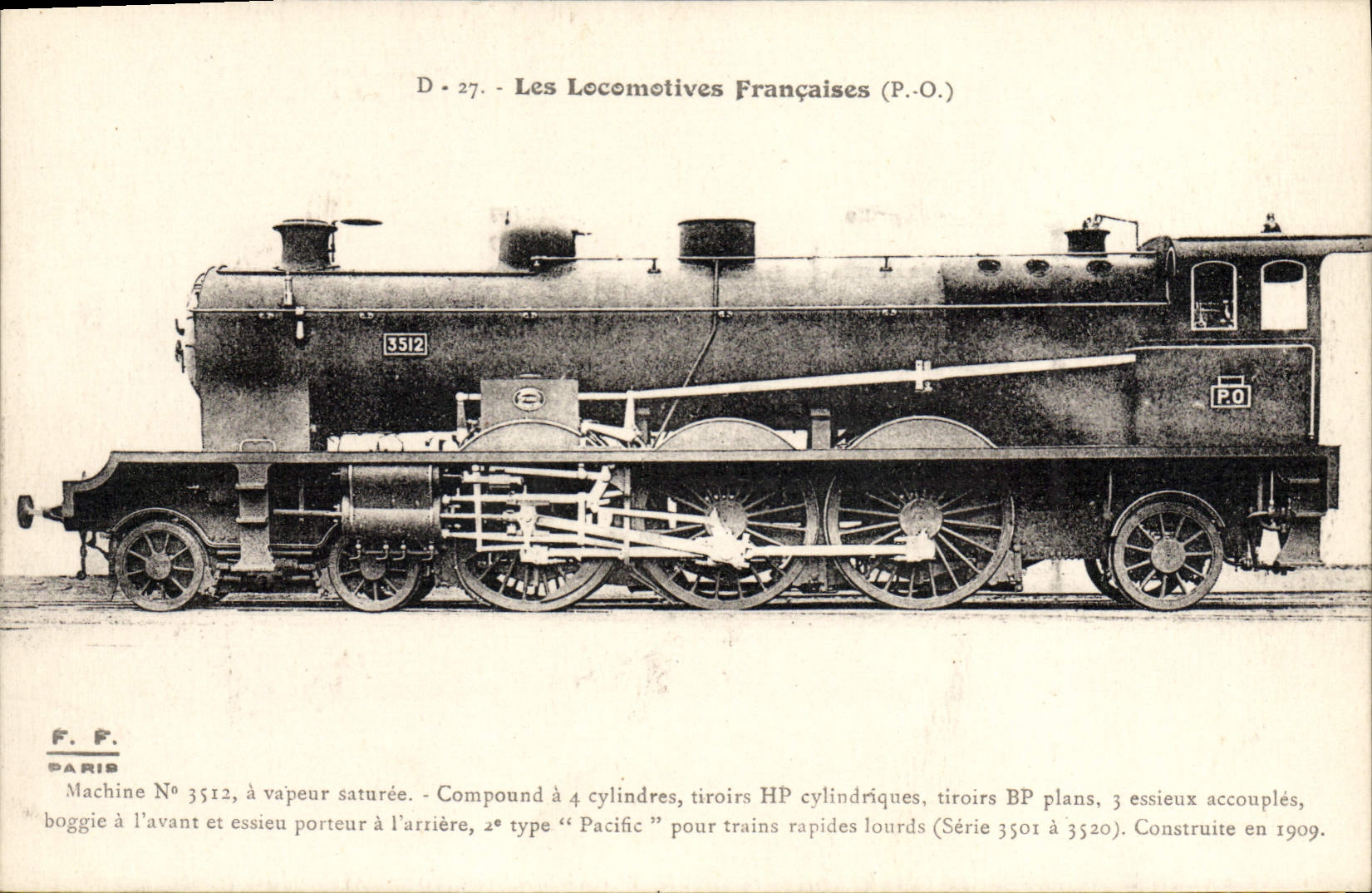 CPA Train Locomotive Machine 3512 a vapeur saturee