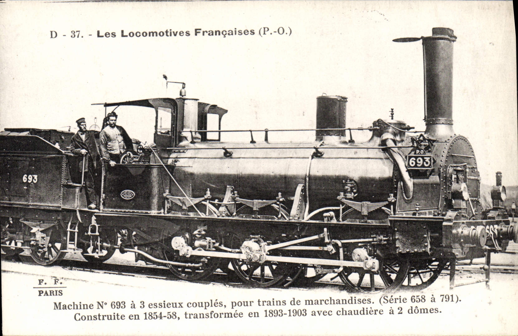 La máquina 693 del motor del tren de la POSTAL de la VENDIMIA tiene 3 pares de los árboles