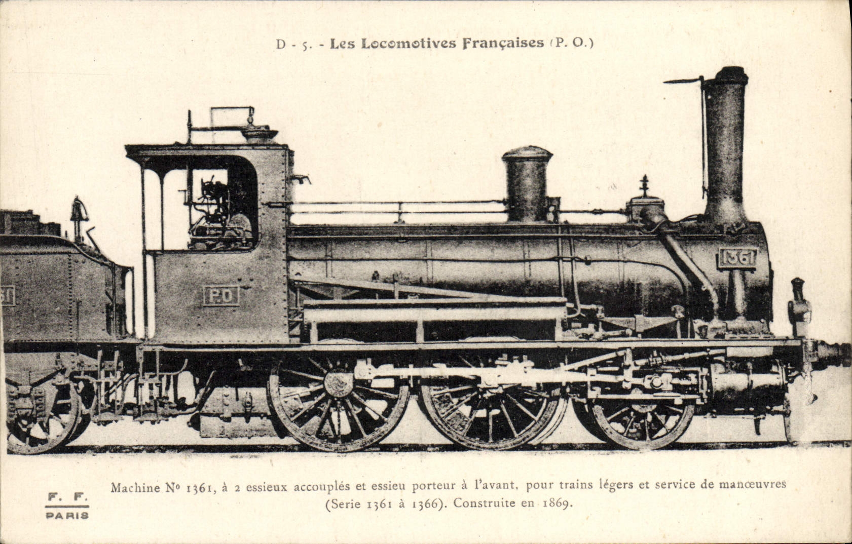 CPA Train Locomotive Machine 1361 a 2 essieux accouples