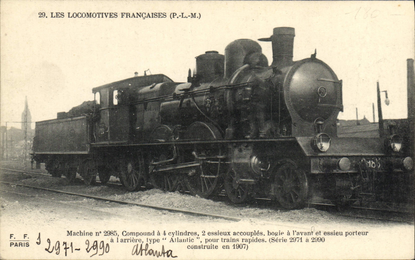 VINTAGE POSTCARD Train Engine Machine 2985