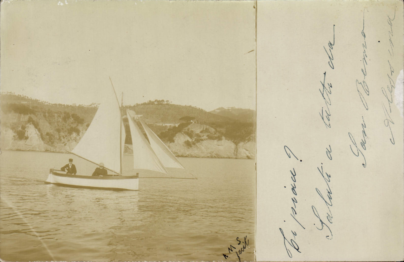 CARTE PHOTO Italie San Remo Bateau Voilier 