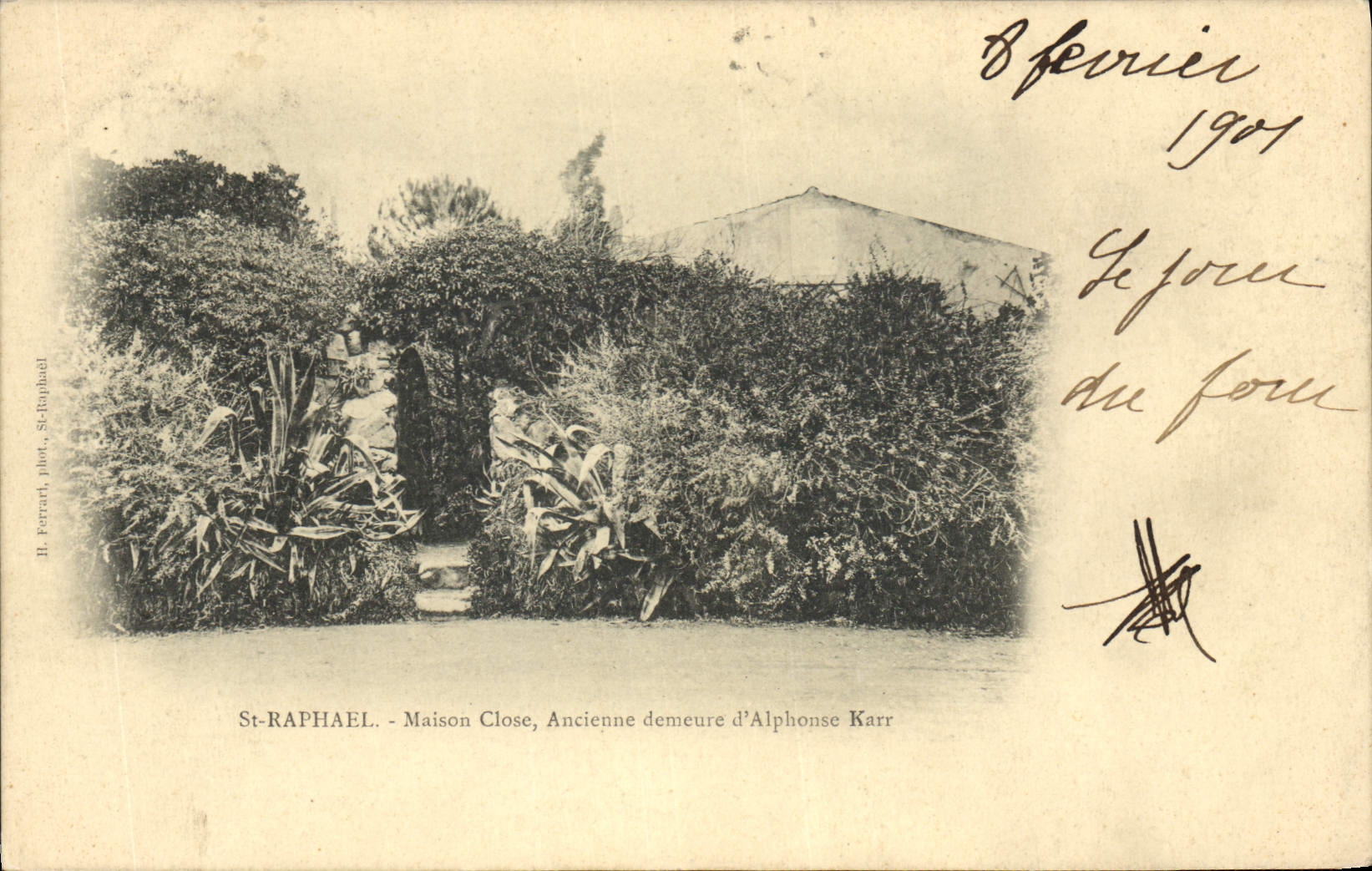 Raphael erótico Maison del St de NU Femme de la POSTAL de la VENDIMIA cerró los restos viejos de la prostitución de Alfonso Karr