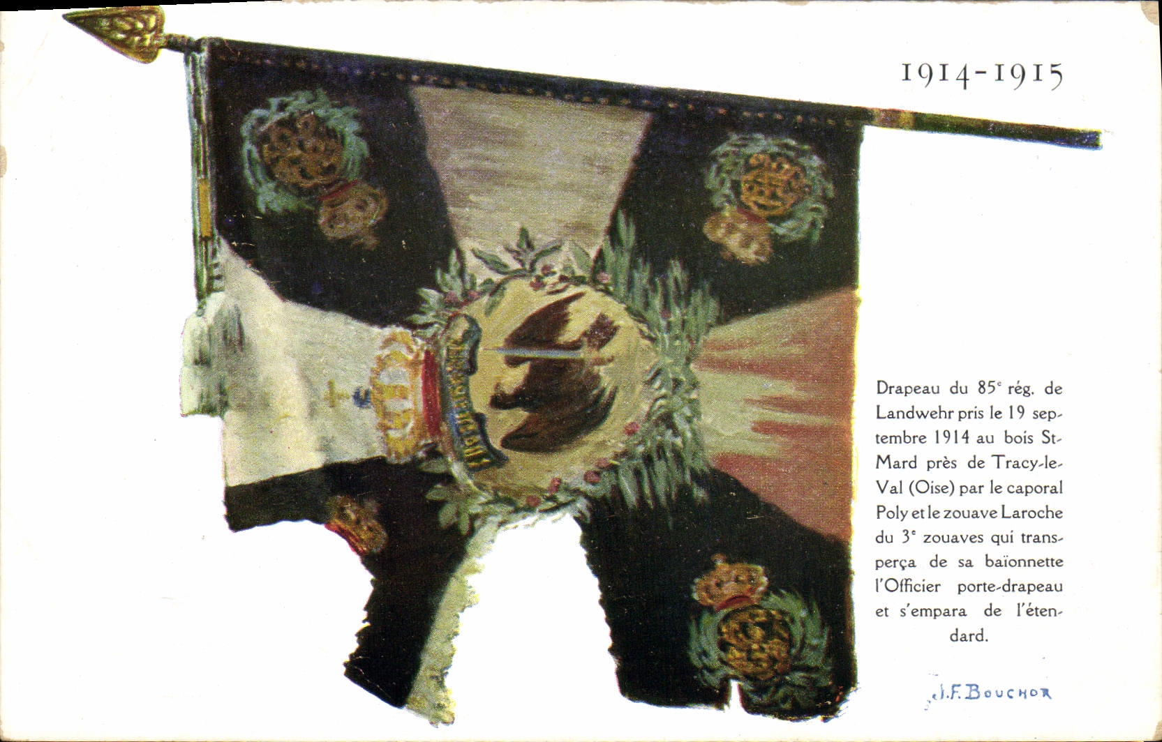 CPA Militaria Drapeau du 85eme regiment de Landwehr