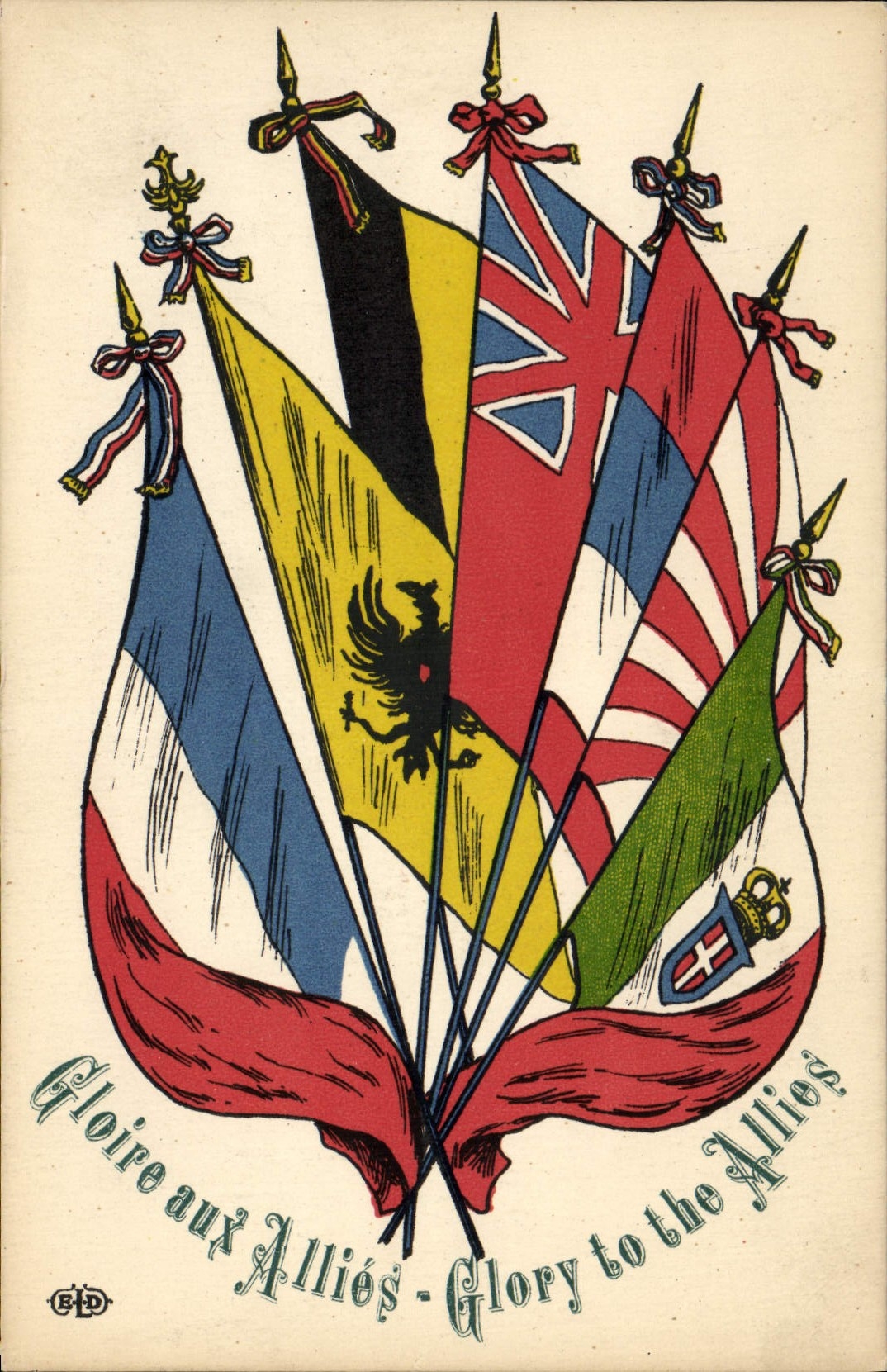 CPA Militaria Drapeaux Gloire aux Allies 