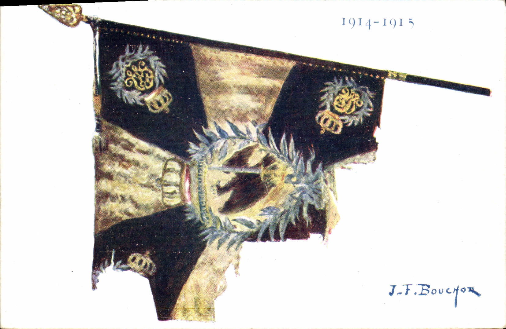 VINTAGE POSTCARD Militaria German Flag