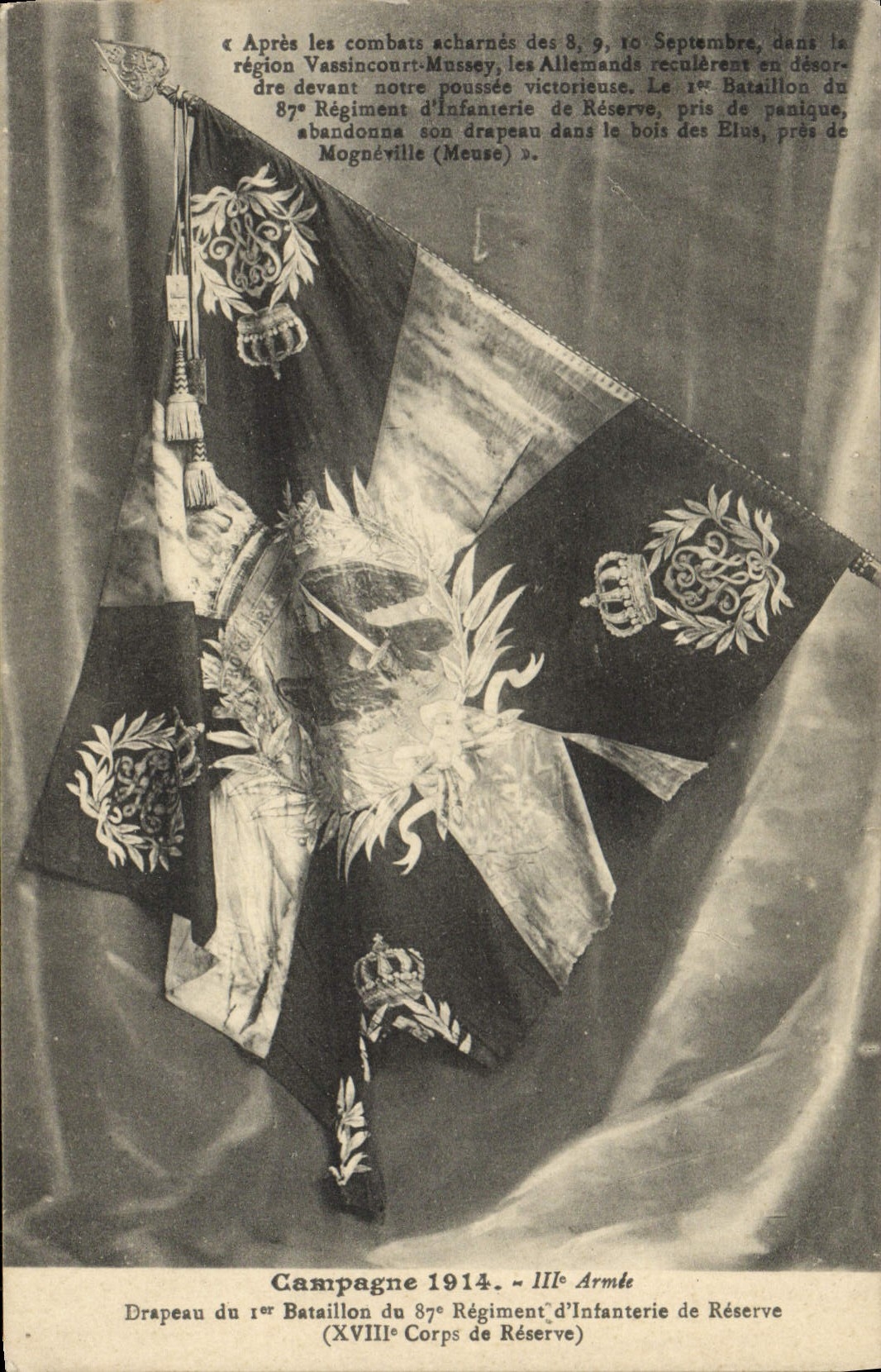 CPA Militaria Drapeau du 1er bataillon du 87eme regiment d'infanterie de reserve