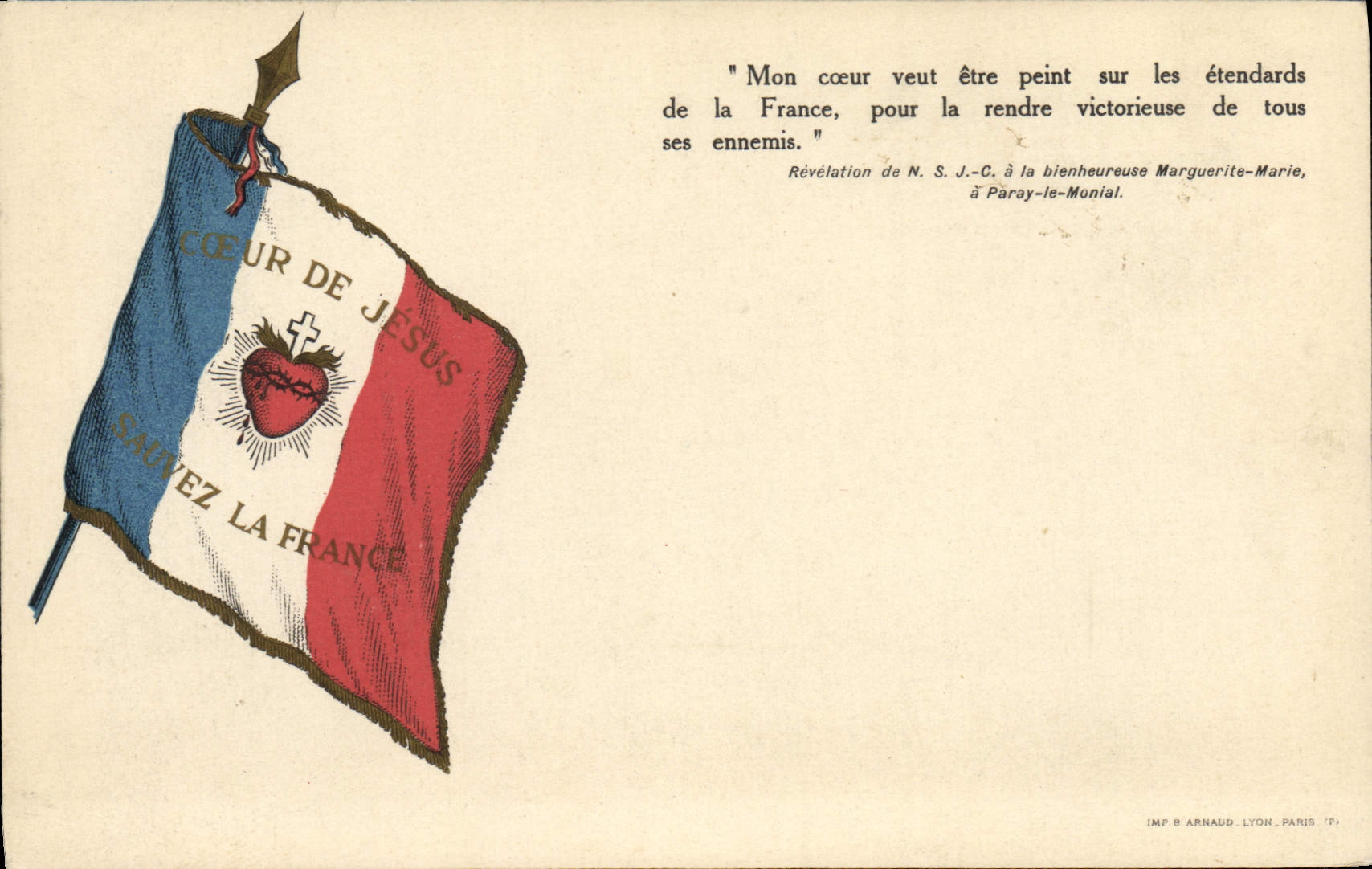 CPA Militaria Coeur de Jesus Drapeau