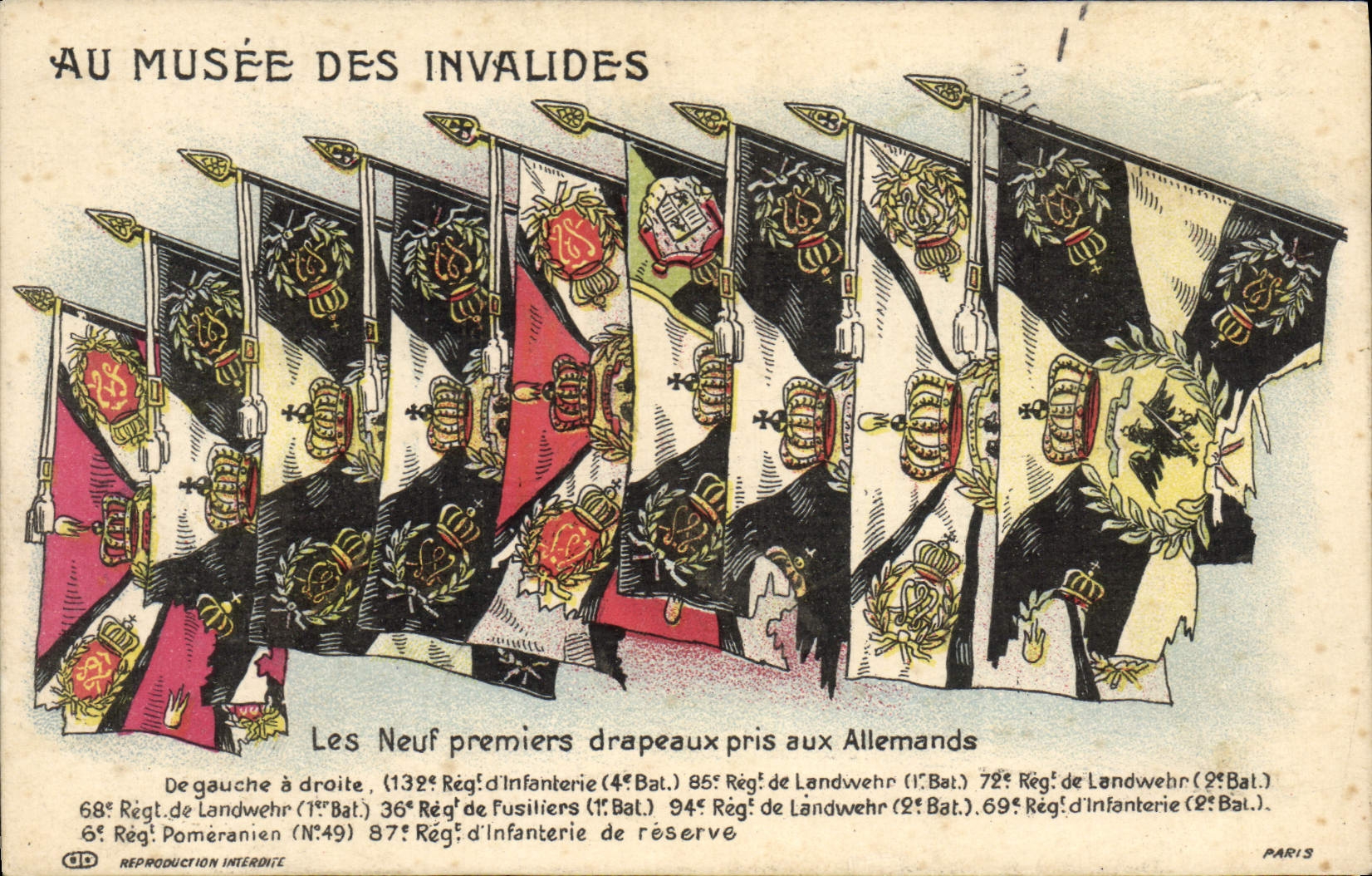 VINTAGE POSTCARD Militaria Flag Museum of the Invalids