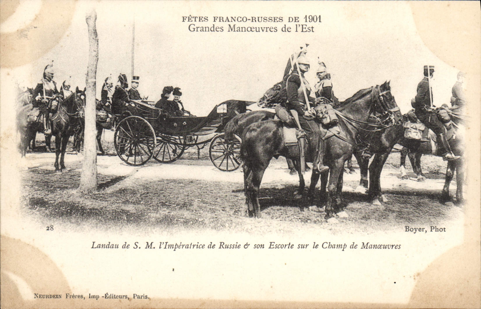 CPA Militaria Fetes franco russes de 1901 Grandes manoeuvres de l'Est Landau de SM L'imperatrice de Russie Russia