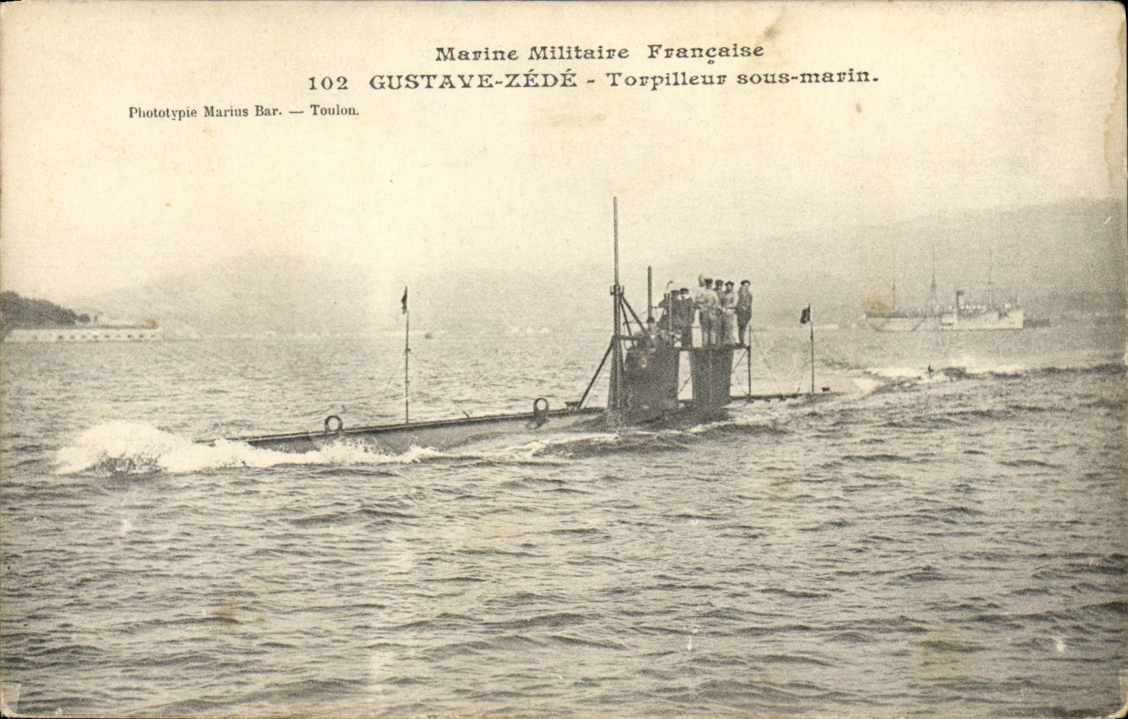 CPA Bateau Gustave Zede Torpilleur sous marin