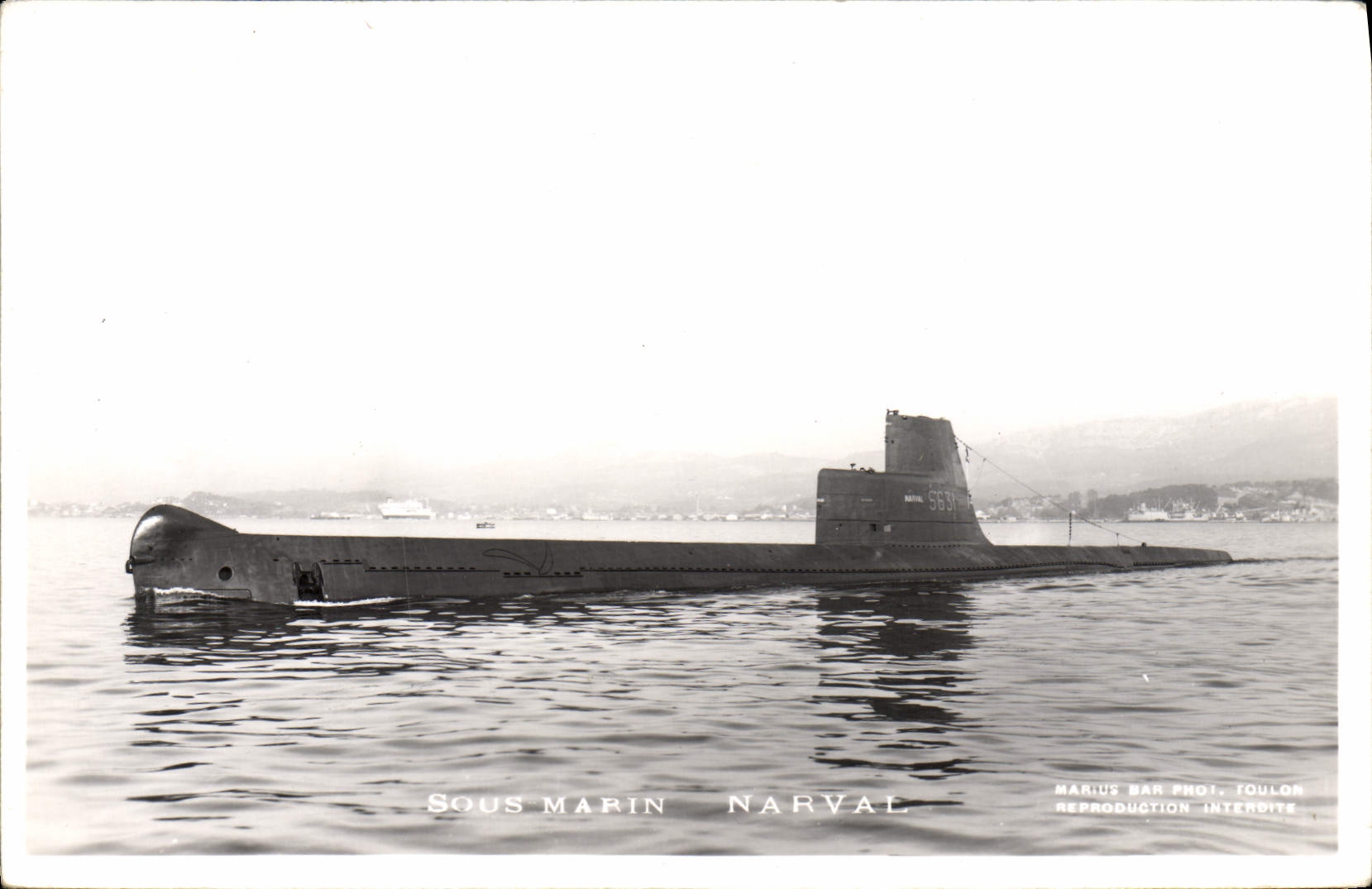 VINTAGE POSTCARD Boat Narval Submarine