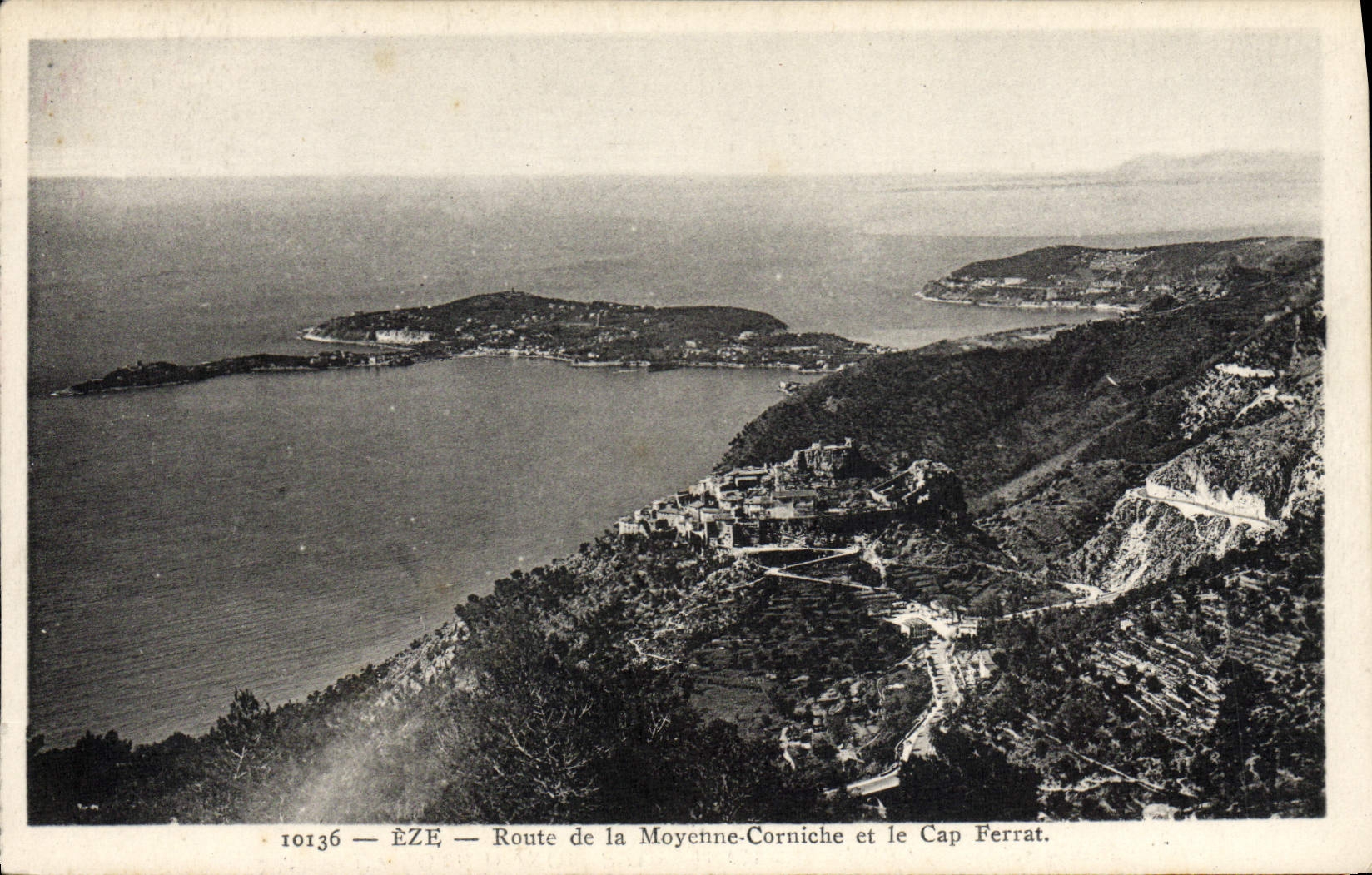 Camino de Eze de la POSTAL de la VENDIMIA de la cornisa media y del cabo Ferrat