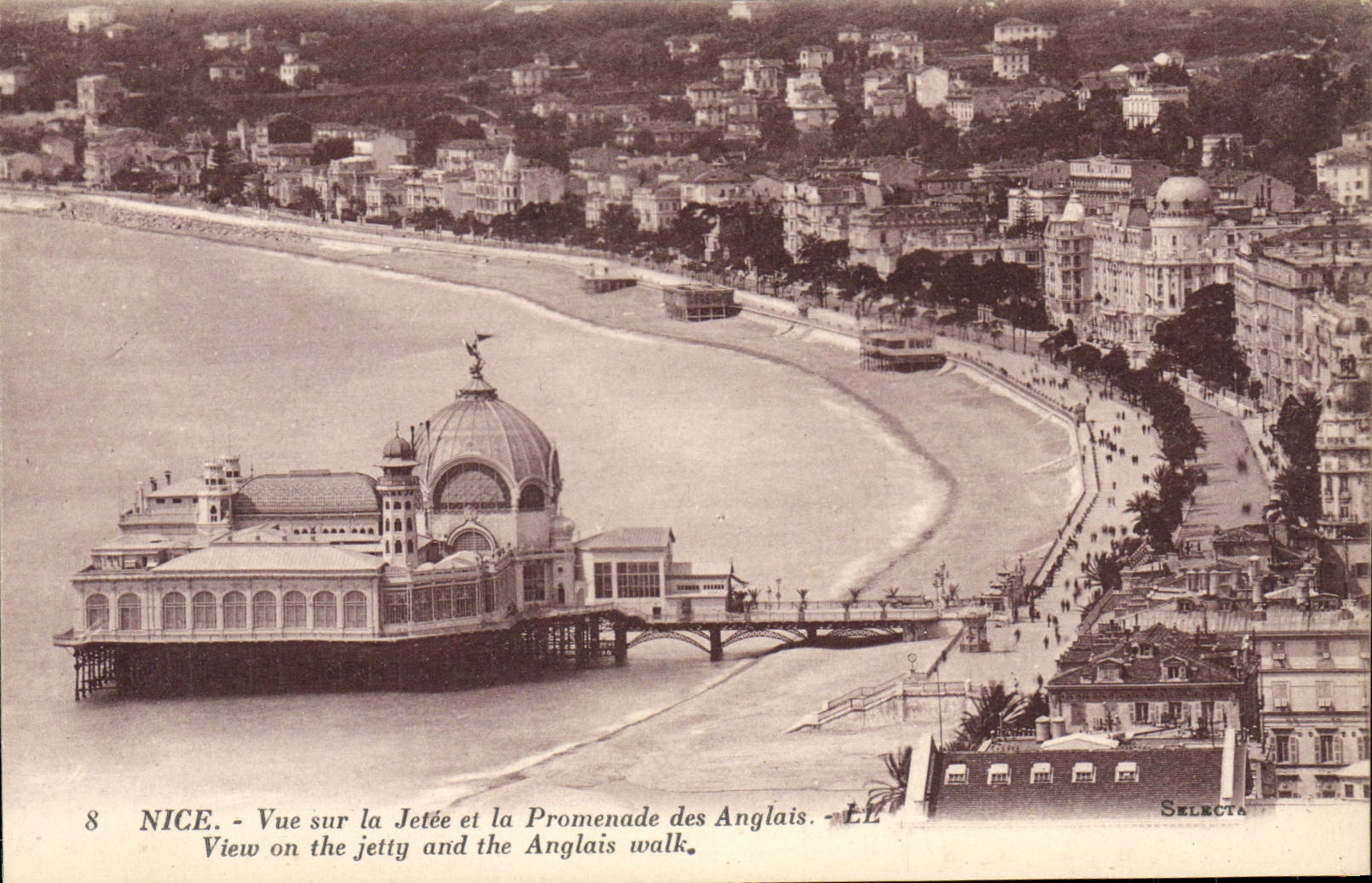 Niza de la POSTAL de la VENDIMIA vista en el embarcadero y la caminata del inglés