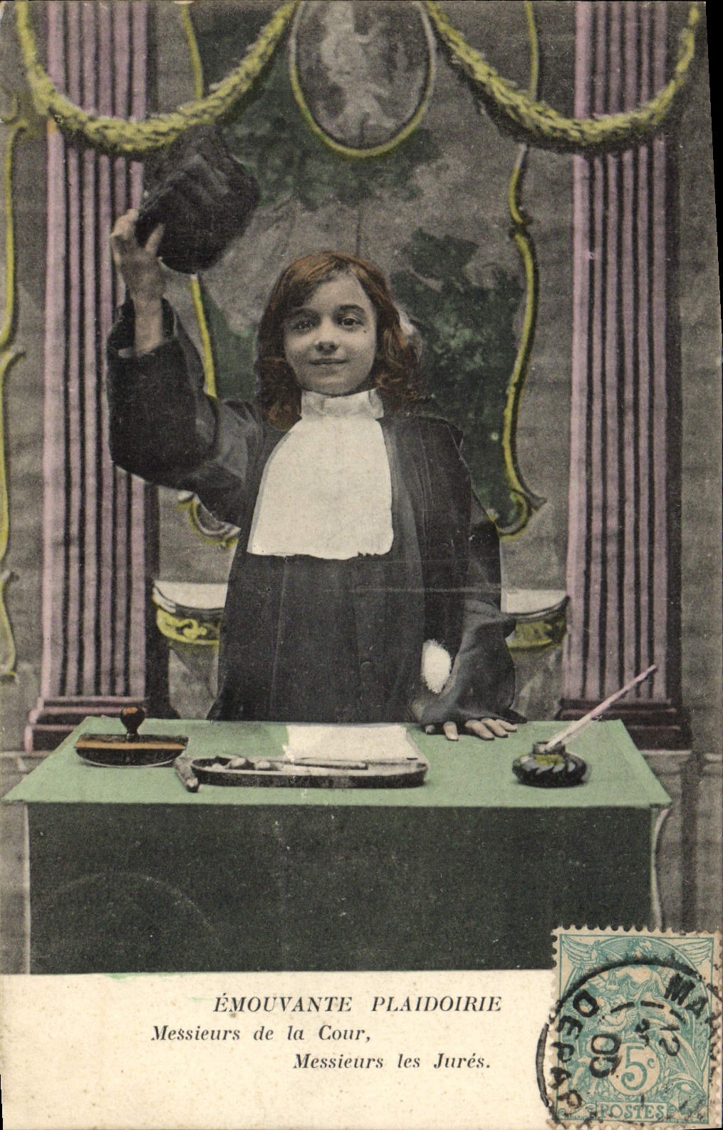 VINTAGE POSTCARD Justice Fantasy Lawyer Judges Children