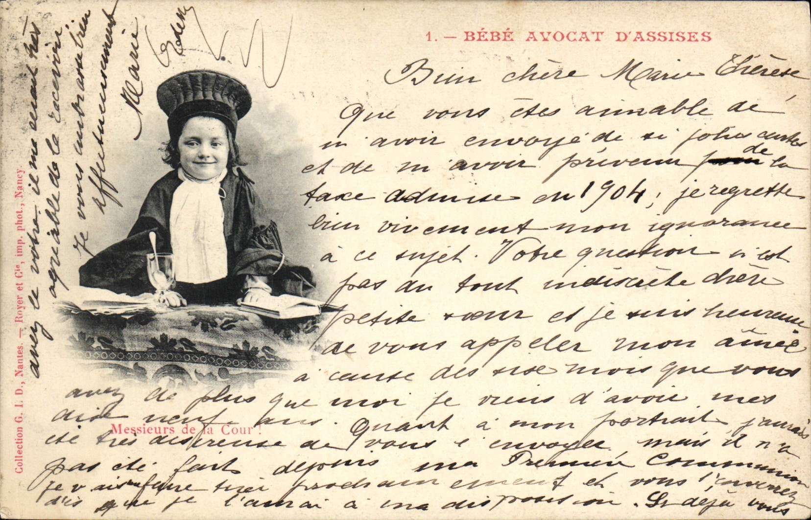 VINTAGE POSTCARD Justice Baby lawyer of bases