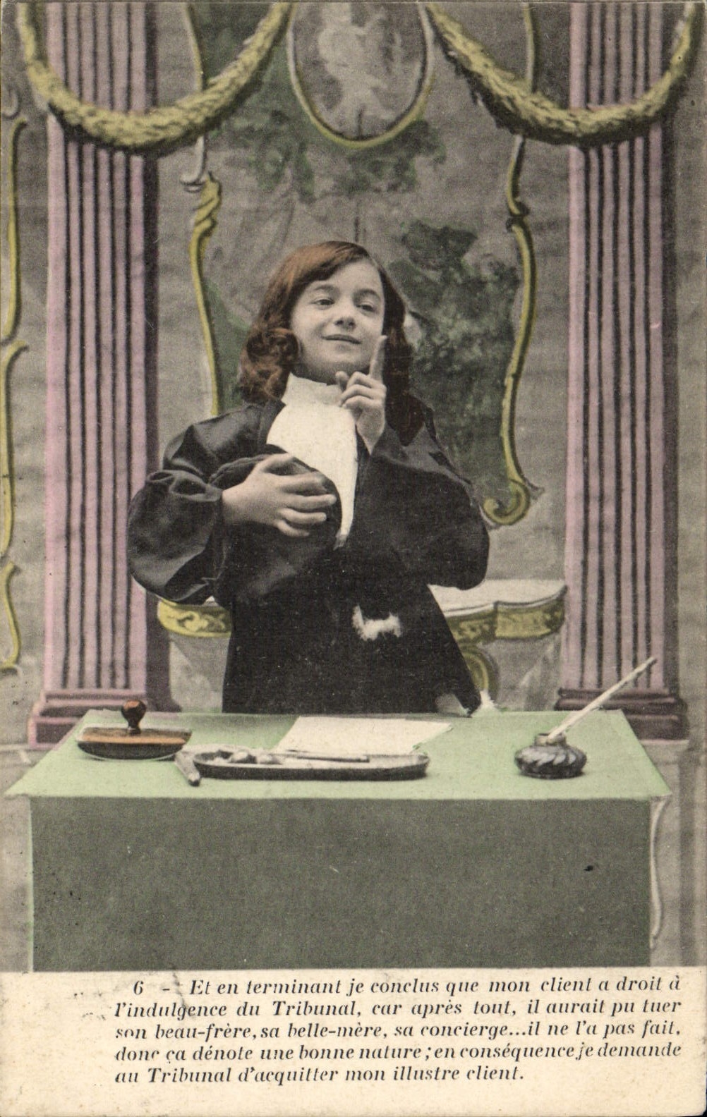 VINTAGE POSTCARD Justice Fantasy Lawyer Judges Child