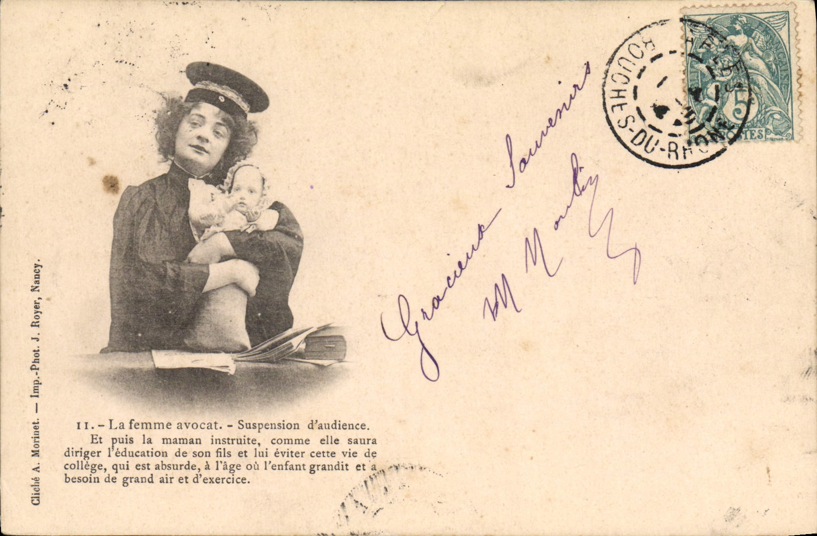 VINTAGE POSTCARD Justice Fantasy Lawyer Judges Child Woman Baby